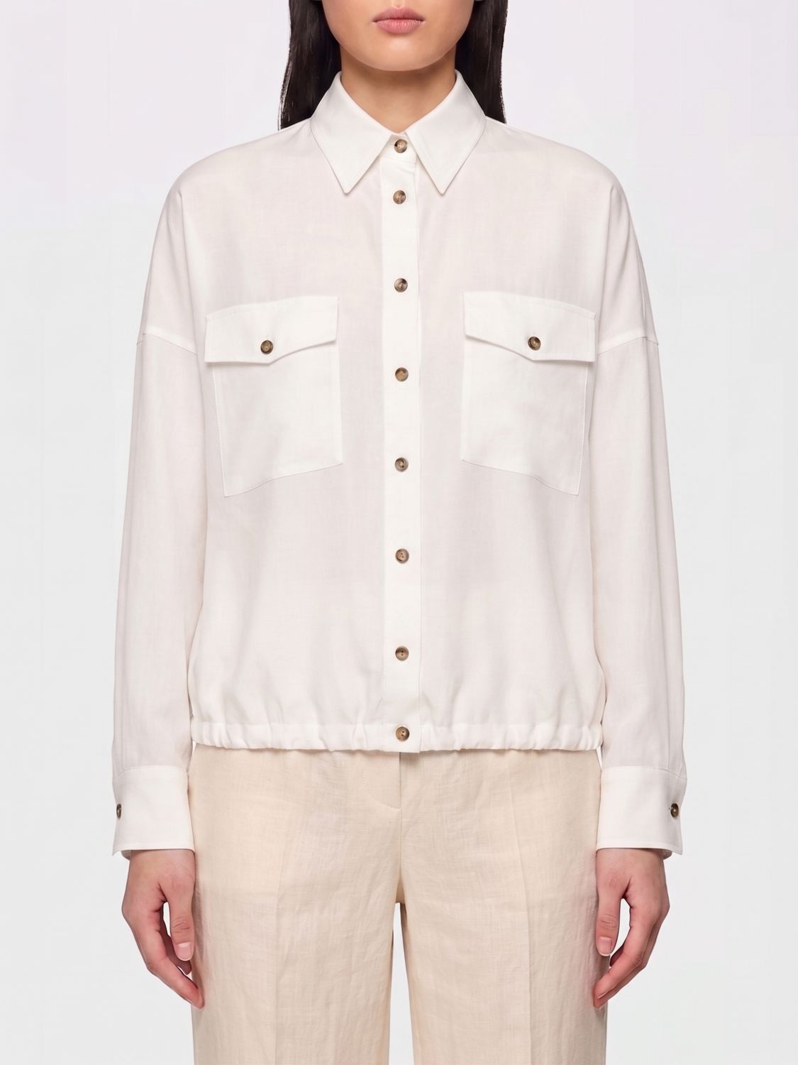 Brunello Cucinelli Brunello Cucinelli Shirt Woman White Size M / US 6-8 / IT 42-44 - 1 Thumbnail
