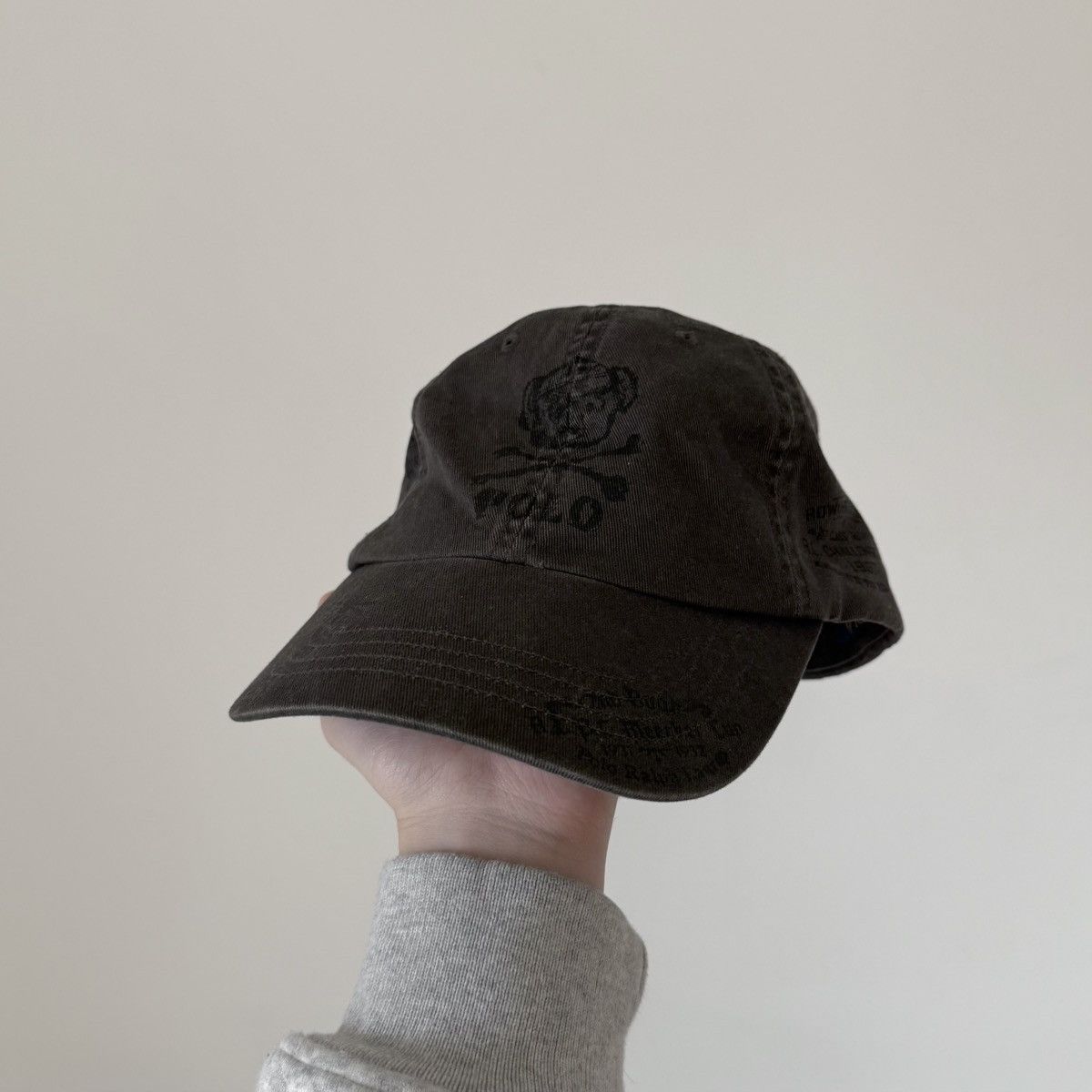 Polo Ralph Lauren Vtg Polo Ralph Lauren Faded Bear Crossbones Stenciled Hat Size ONE SIZE - 2 Thumbnail