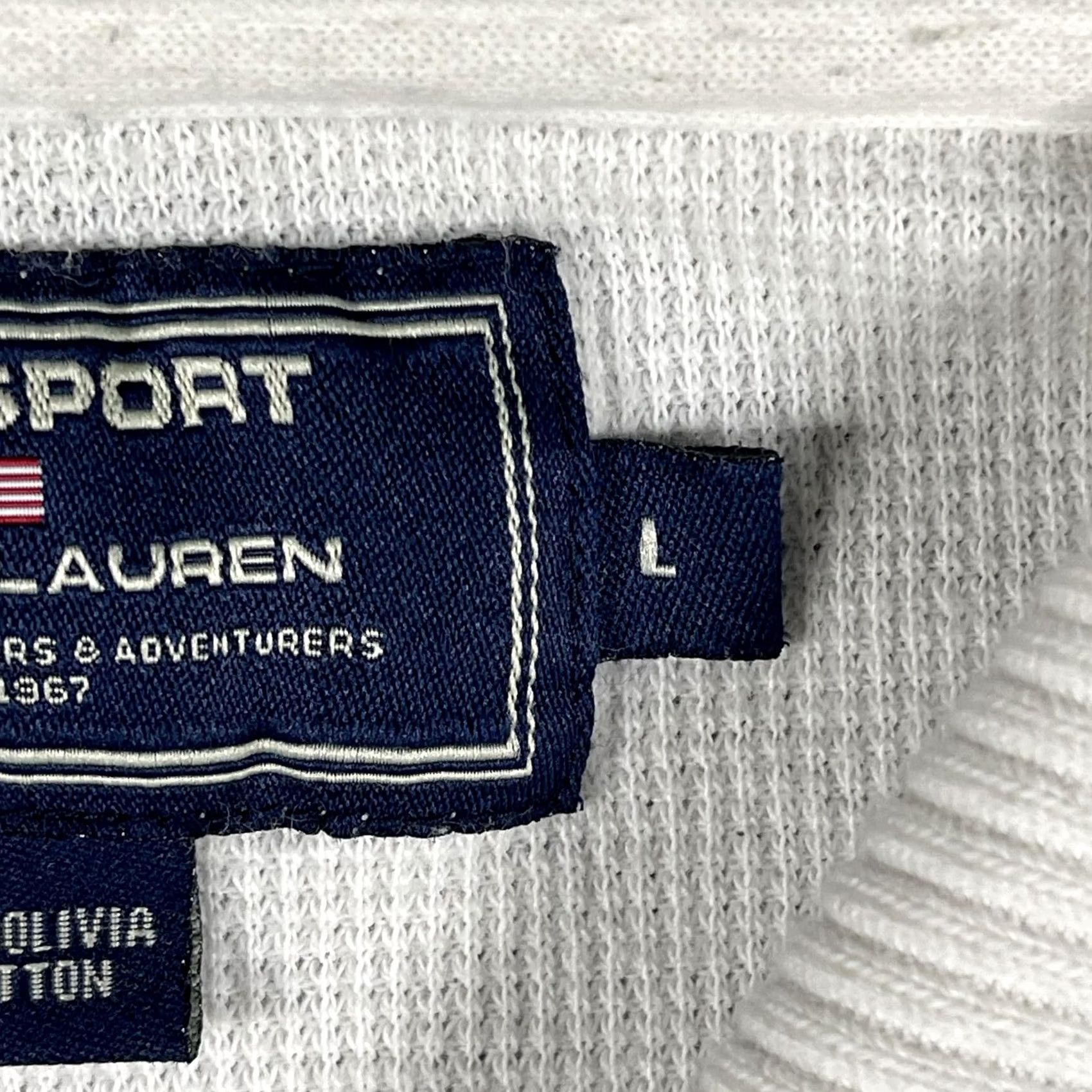 Polo Ralph Lauren VINTAGE Polo Sport Ralph Lauren Polo Shirt Mens L White Navy Yellow 90s Size US L / EU 52-54 / 3 - 5 Thumbnail