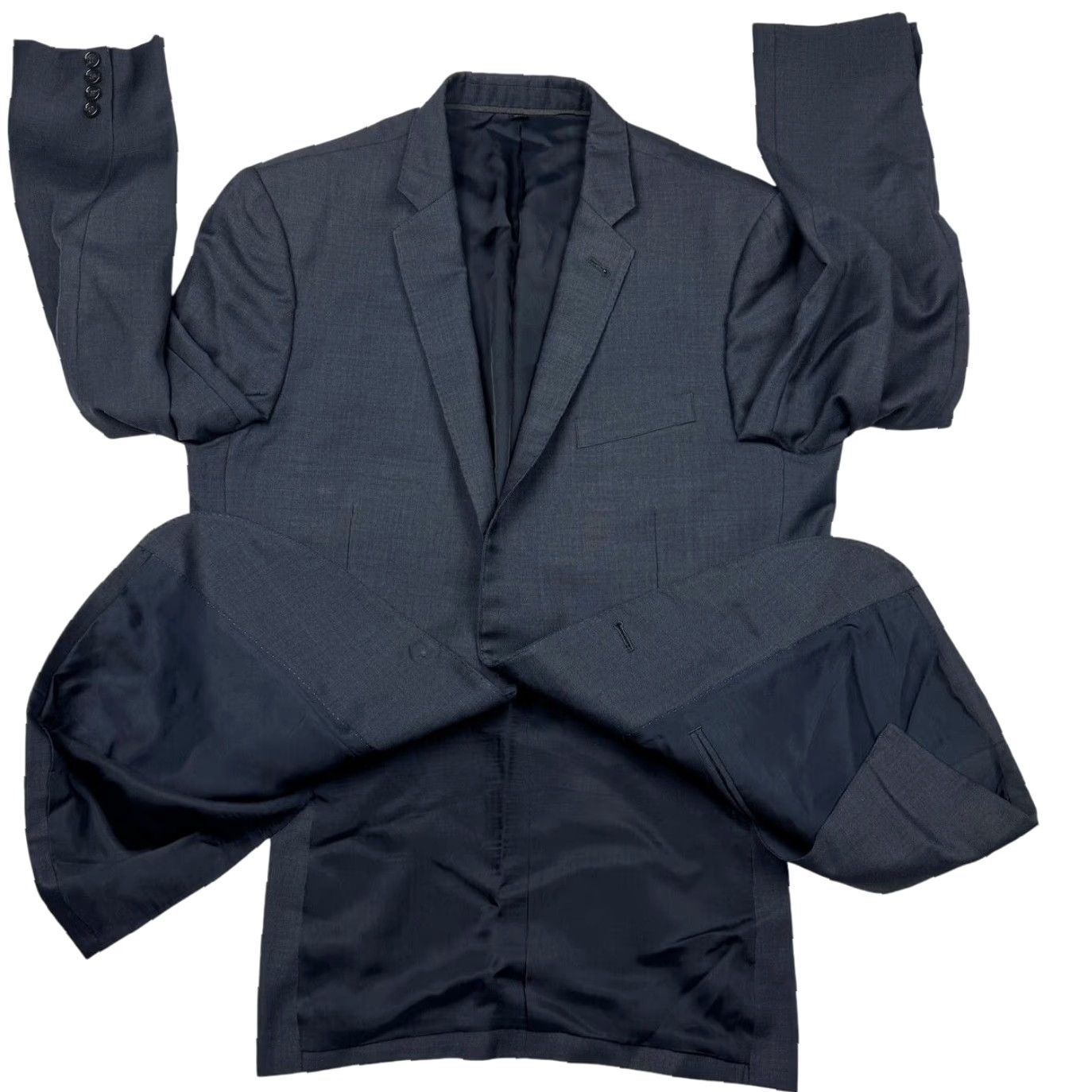 J.Crew VINTAGE J. Crew Blazer Mens 42L Wool 2-Button Notch Lapel Gray Jacket Front Button Style Two Button Regular Mens Size 42R - 3 Thumbnail