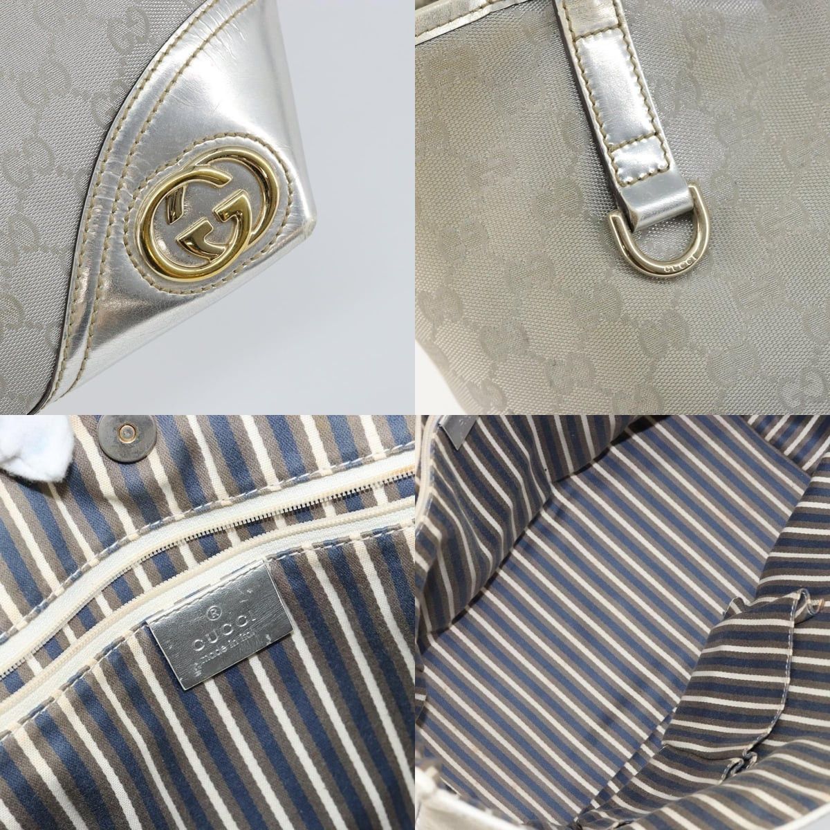 Gucci GUCCI GG Canvas Tote Bag Silver Gold Size ONE SIZE - 11 Thumbnail
