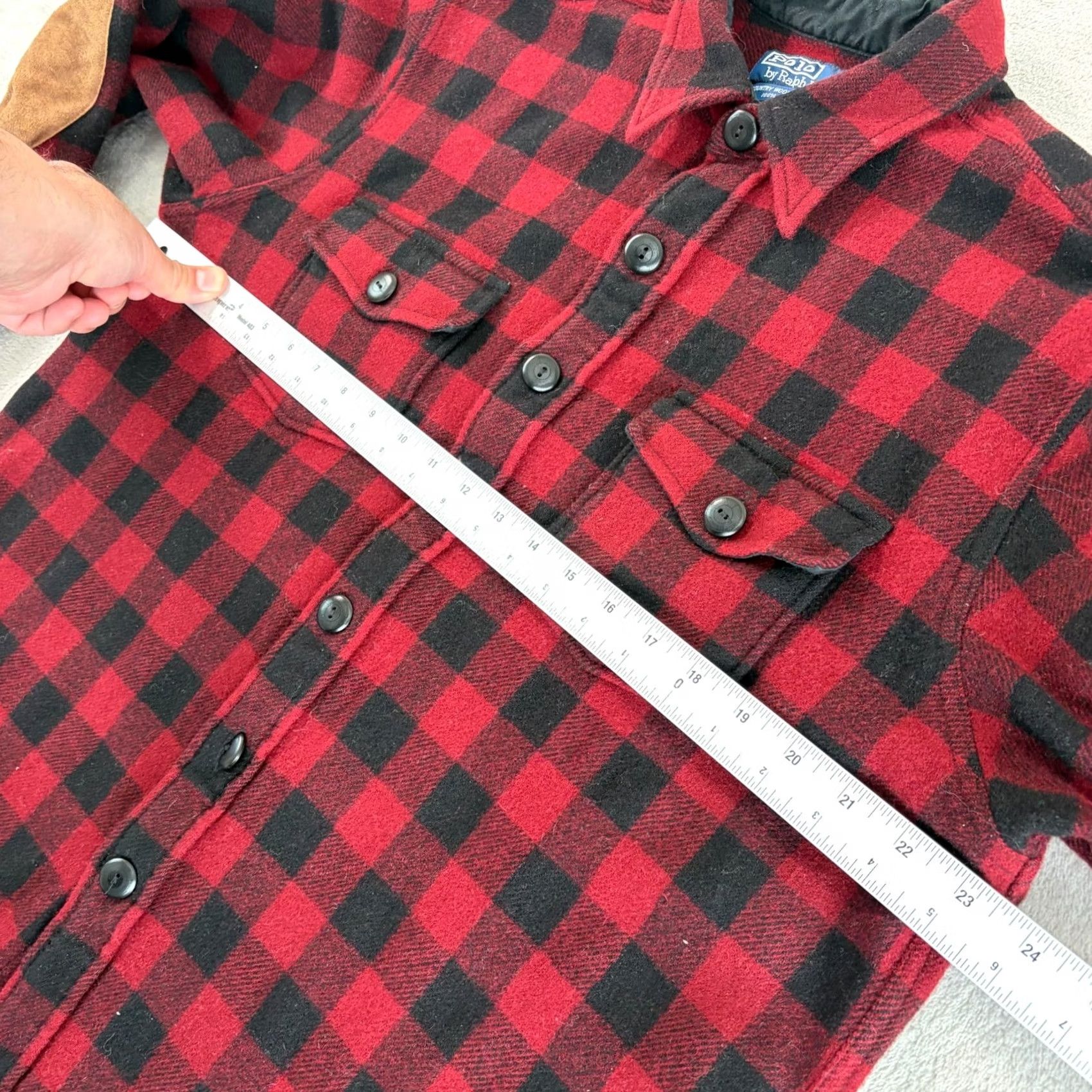 Polo Ralph Lauren VINTAGE Polo Ralph Lauren Workshirt Shirt Men Large Red Plaid Wool Elbow Patch Button-Up Long Sleeve Casual Travel 47in Chest Designer Grunge Preppy Size US L / EU 52-54 / 3 - 5 Thumbnail