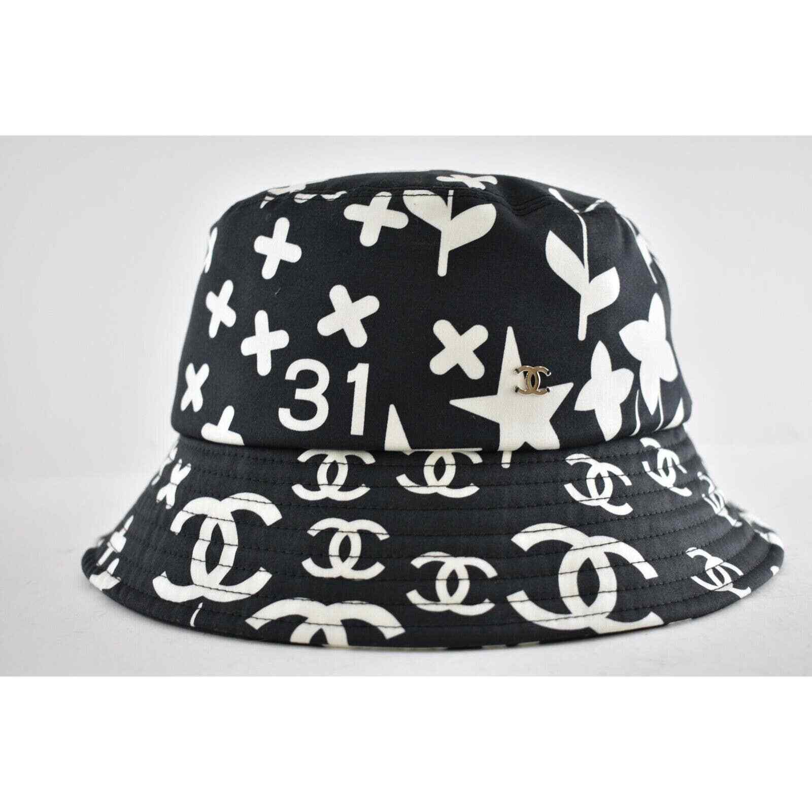 Chanel Chanel Graffiti CC Silver Logo Sun Cloche Bucket Hat L Large Size ONE SIZE - 2 Thumbnail