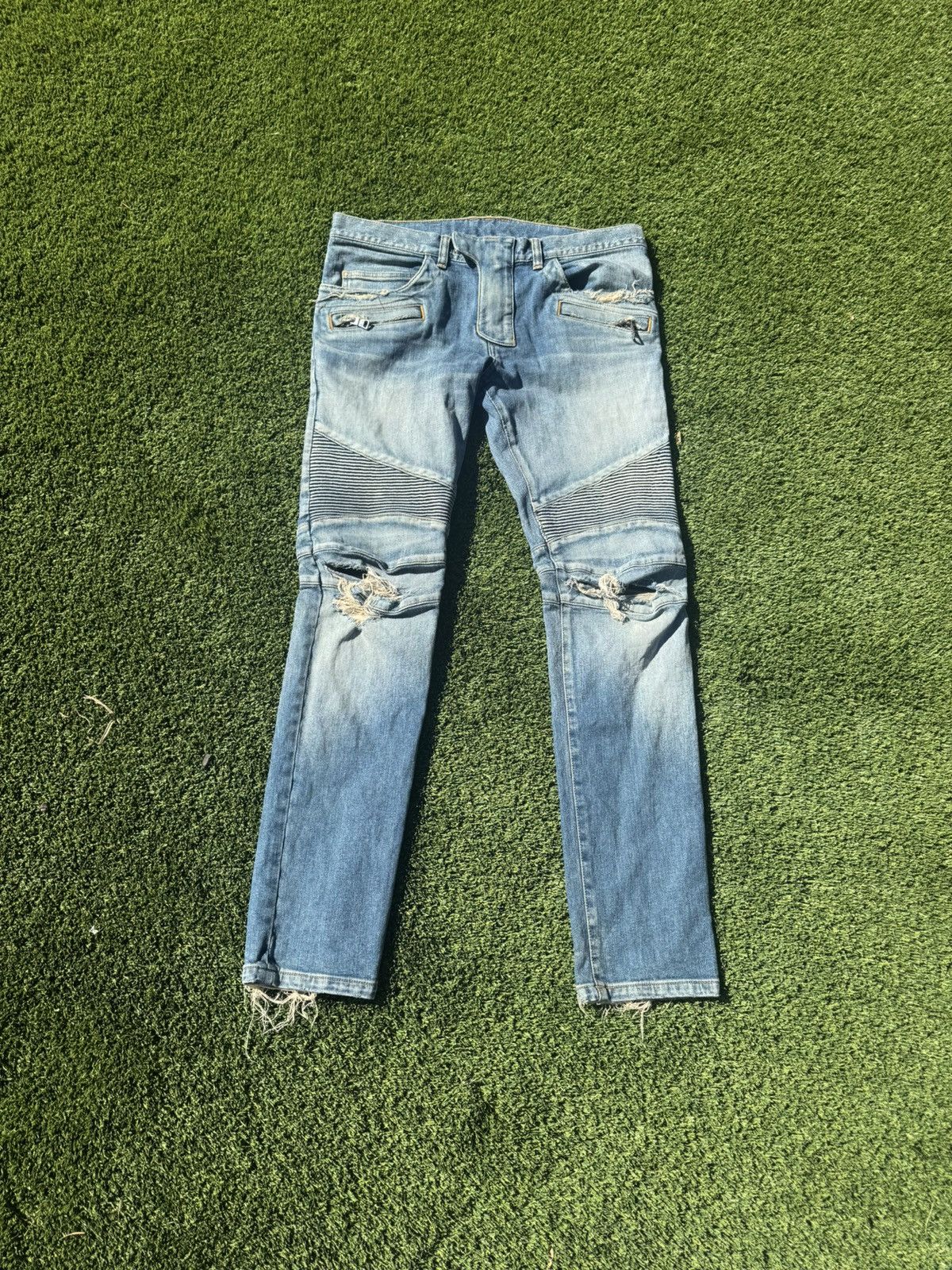 Balmain Balmain Blue Biker Jeans Size US 34 / EU 50 - 1 Thumbnail
