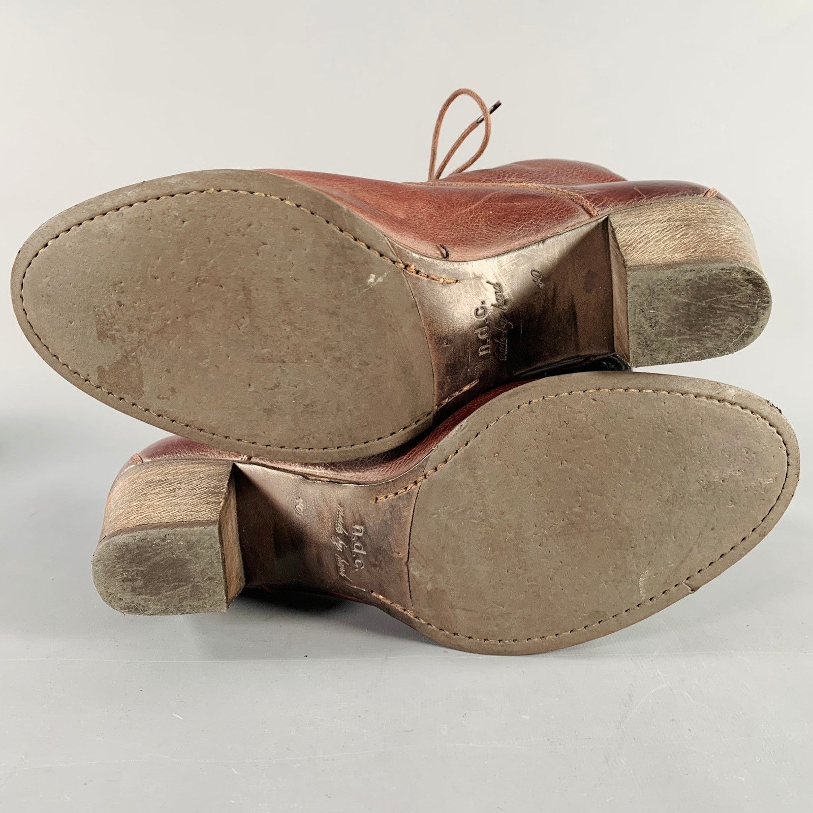 n.d.c. made by hand N.D.C. Size 10 Brown Leather Lace-Up Boots Size US 10 / IT 40 - 6 Thumbnail