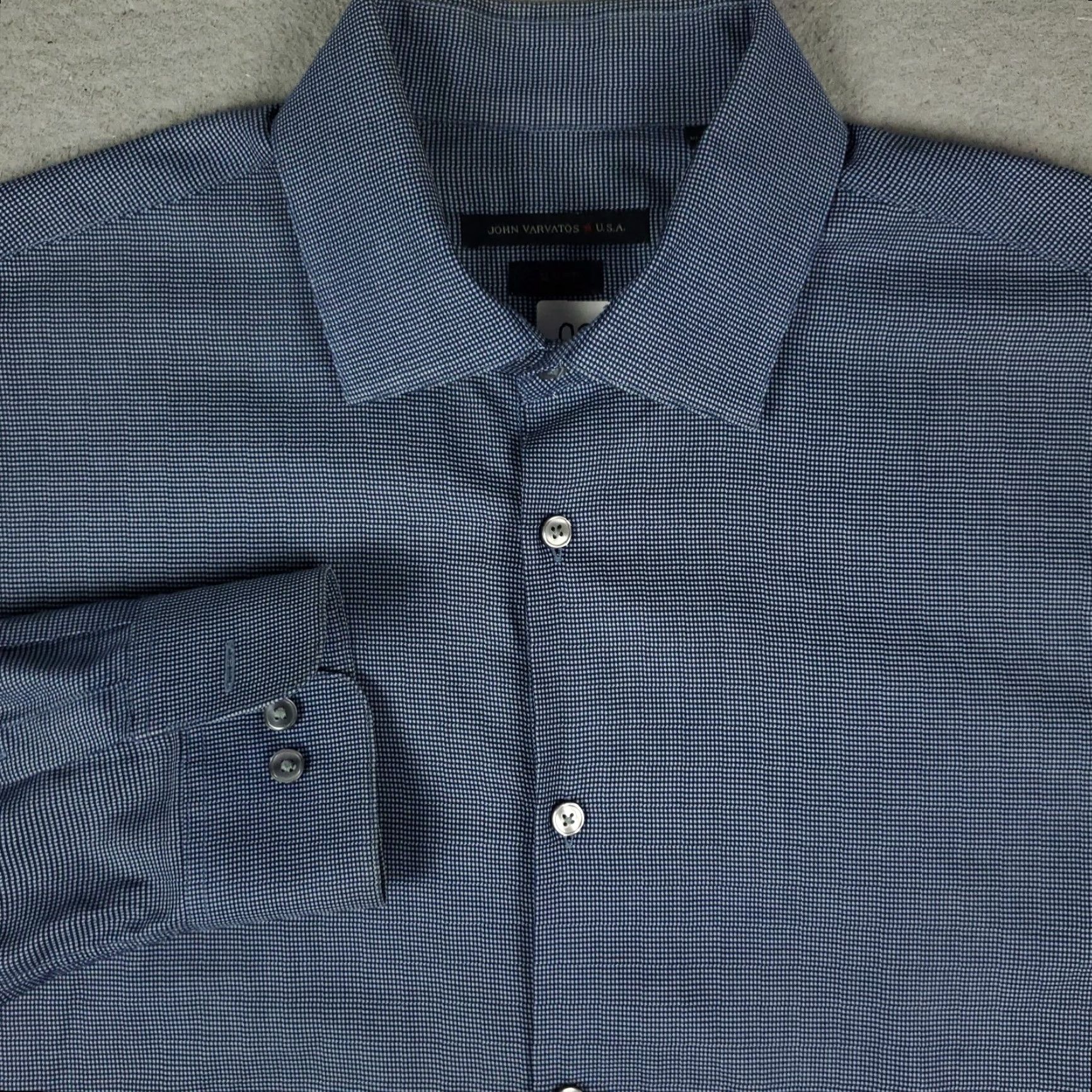 John Varvatos John Varvatos Shirt Mens 16.5 Blue Slim Fit Dress Button Up Long Sleeve Size 46R - 2 Thumbnail