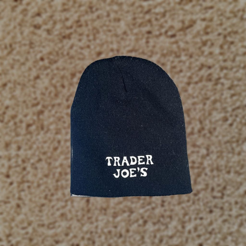 Vintage VINTAGE Trader Joes Hat Beanie Mens One Size Black Knit Logo Winter Grocery Yupoong Size ONE SIZE - 1 Thumbnail