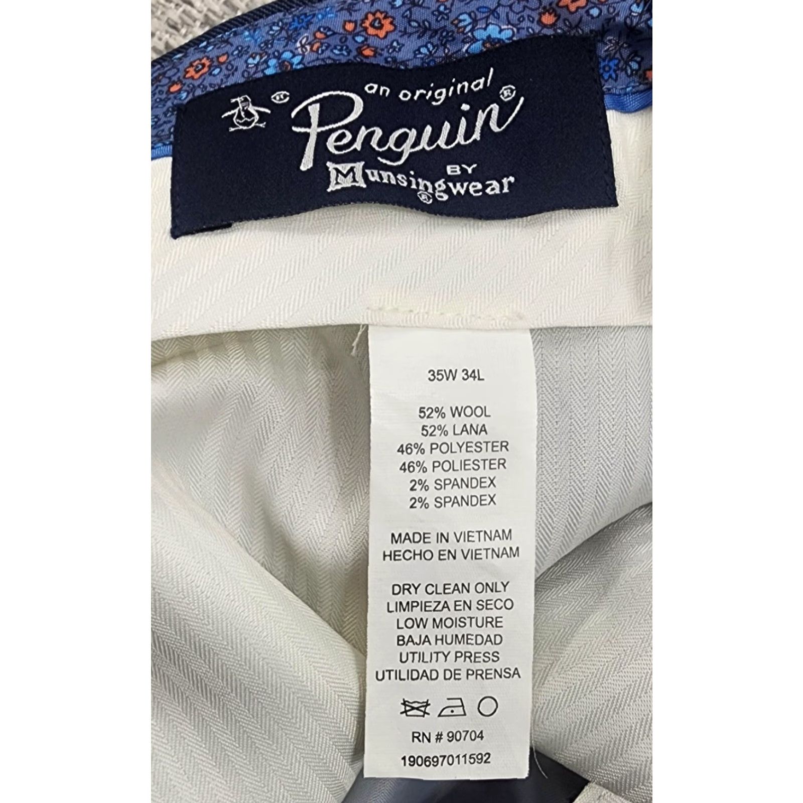 Original Penguin Original Penguin Pants Mens 35x34 Blue Wool Blend Dress Trousers Flat Front Size US 35 - 4 Thumbnail