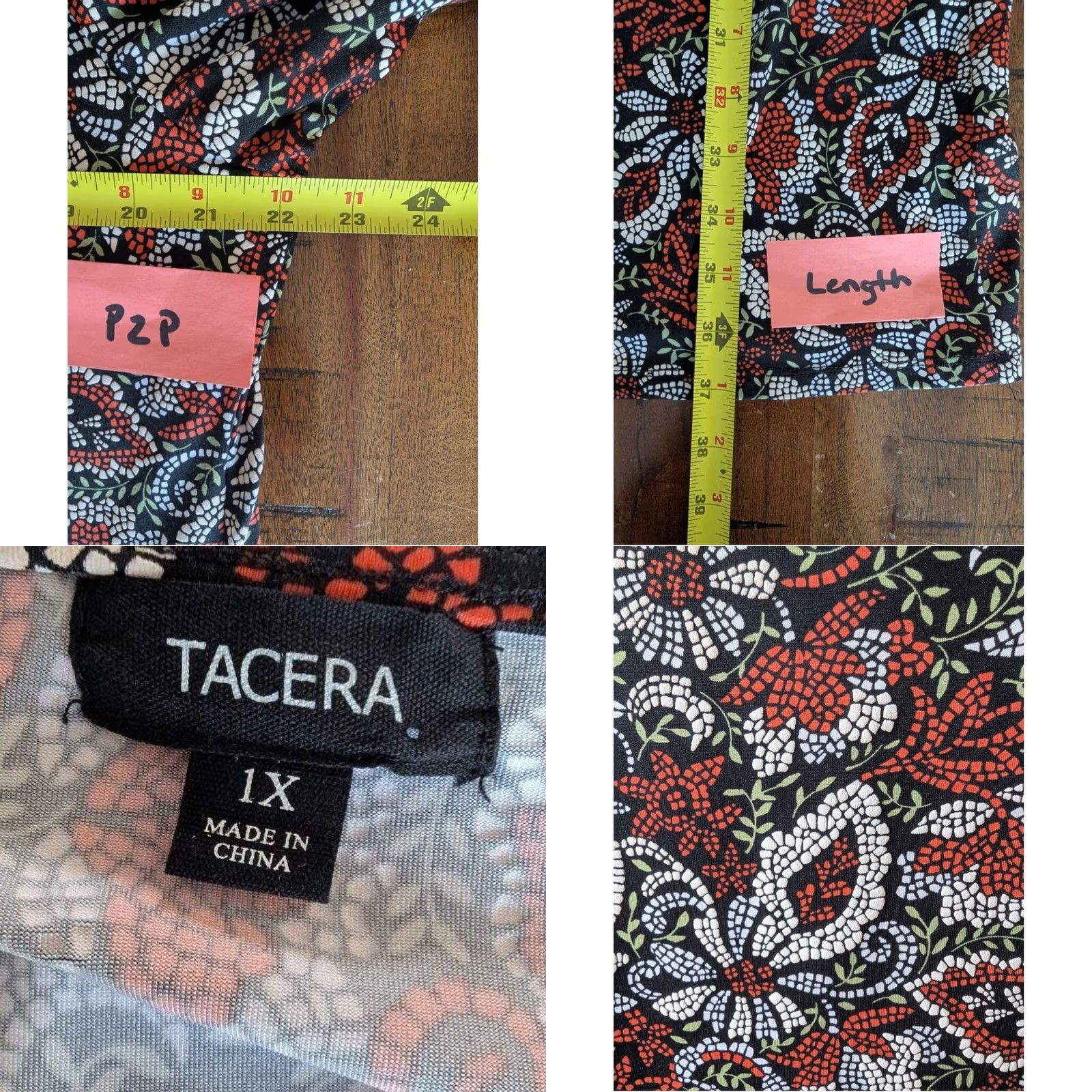 Bell Floral Mosaic Shift Dress Crochet Lace Short Sleeve Womens Plus Sz 1X Boho Size 40" / US 18 - 8 Thumbnail