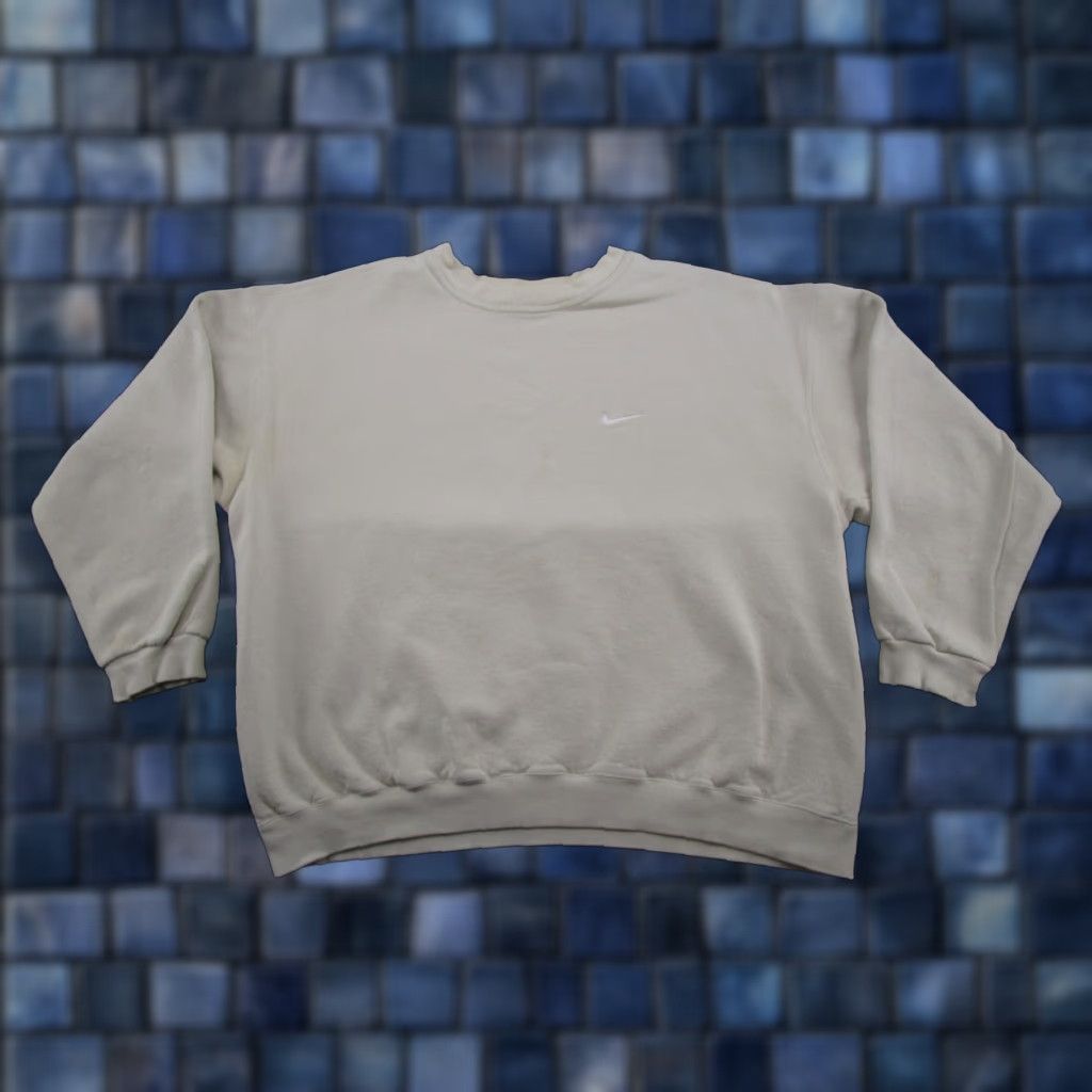 Nike VINTAGE Nike Sweatshirt Nike Ivory XL Crew Neck Pullover 90s 80s USA Sportswear Man Size US XL / EU 56 / 4 - 1 Thumbnail