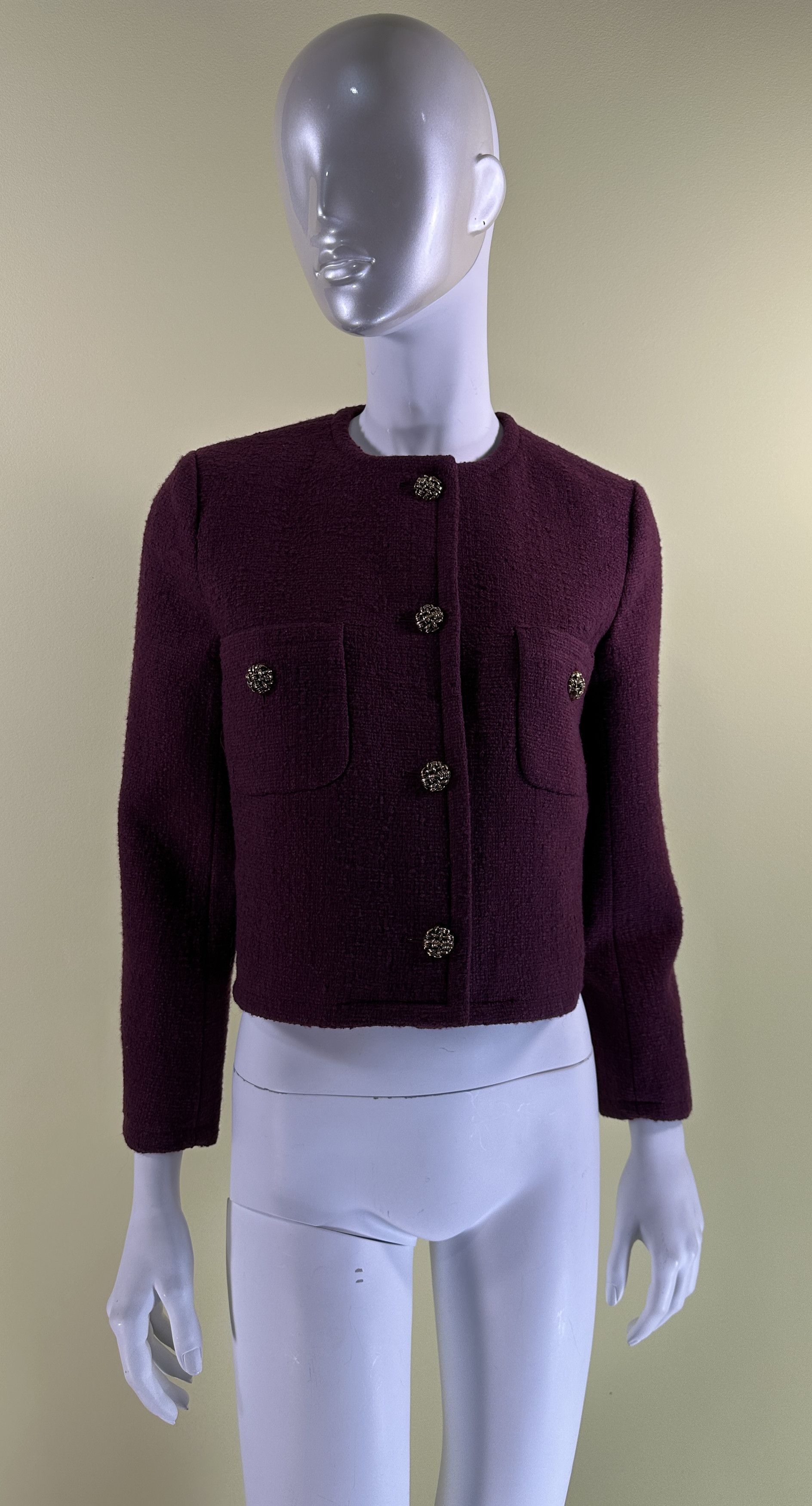 ba&sh Burgundy jacket Meredith tweed Size S / US 4 / IT 40 - 1 Thumbnail