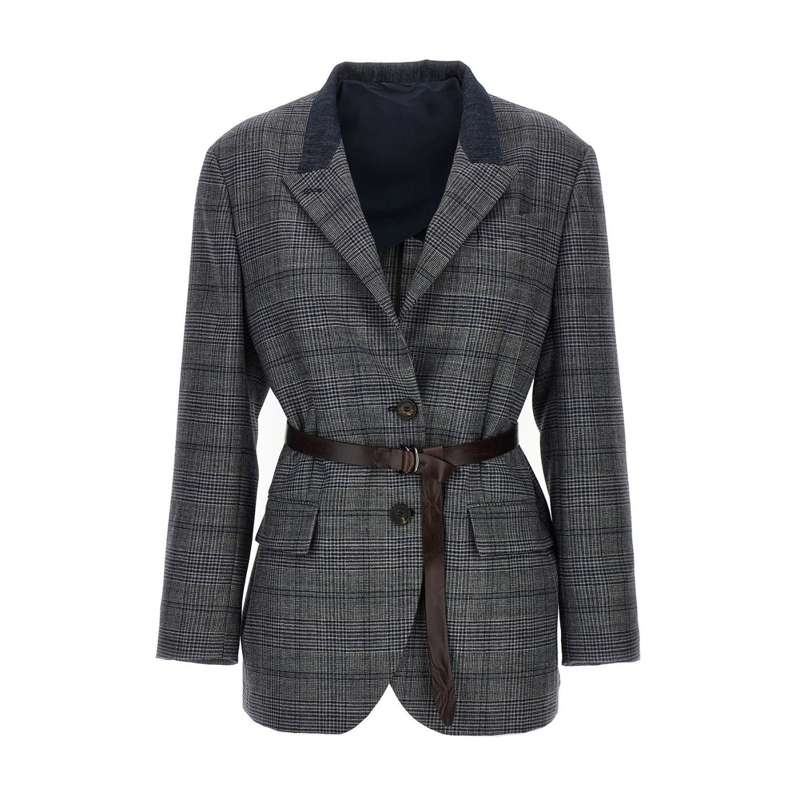 Brunello Cucinelli BRUNELLO CUCINELLI $5700 Multicolor Check Wool Blazer Jacket Size M / US 6-8 / IT 42-44 - 3 Thumbnail