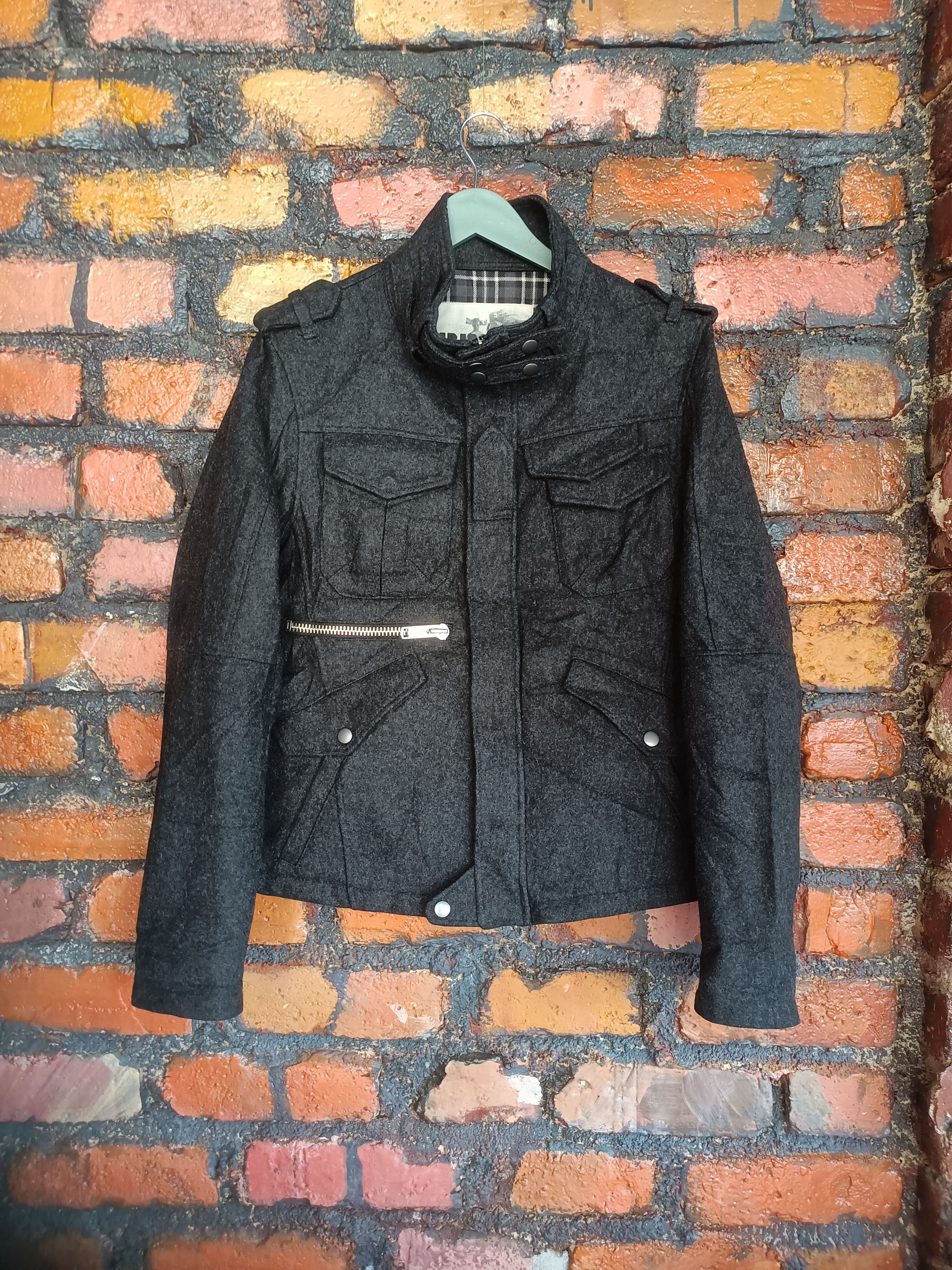 image of Ppfm Multi Pocket Military Style Wool Jacket in Grey, Men's (Size Medium)