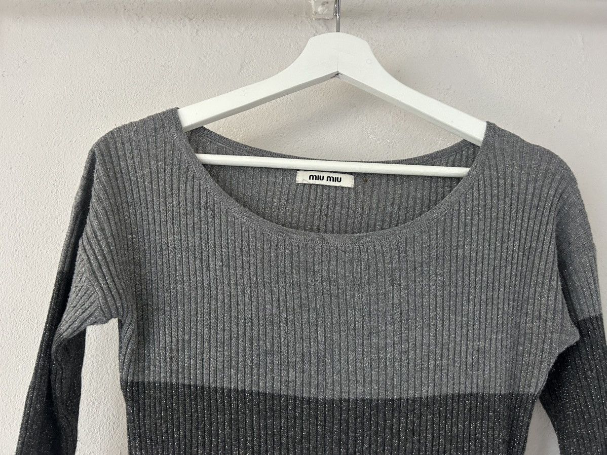 Miu Miu Miu Miu Grey Ribbed Stretch Knit Dress with Button Detail Size M / US 6-8 / IT 42-44 - 3 Thumbnail