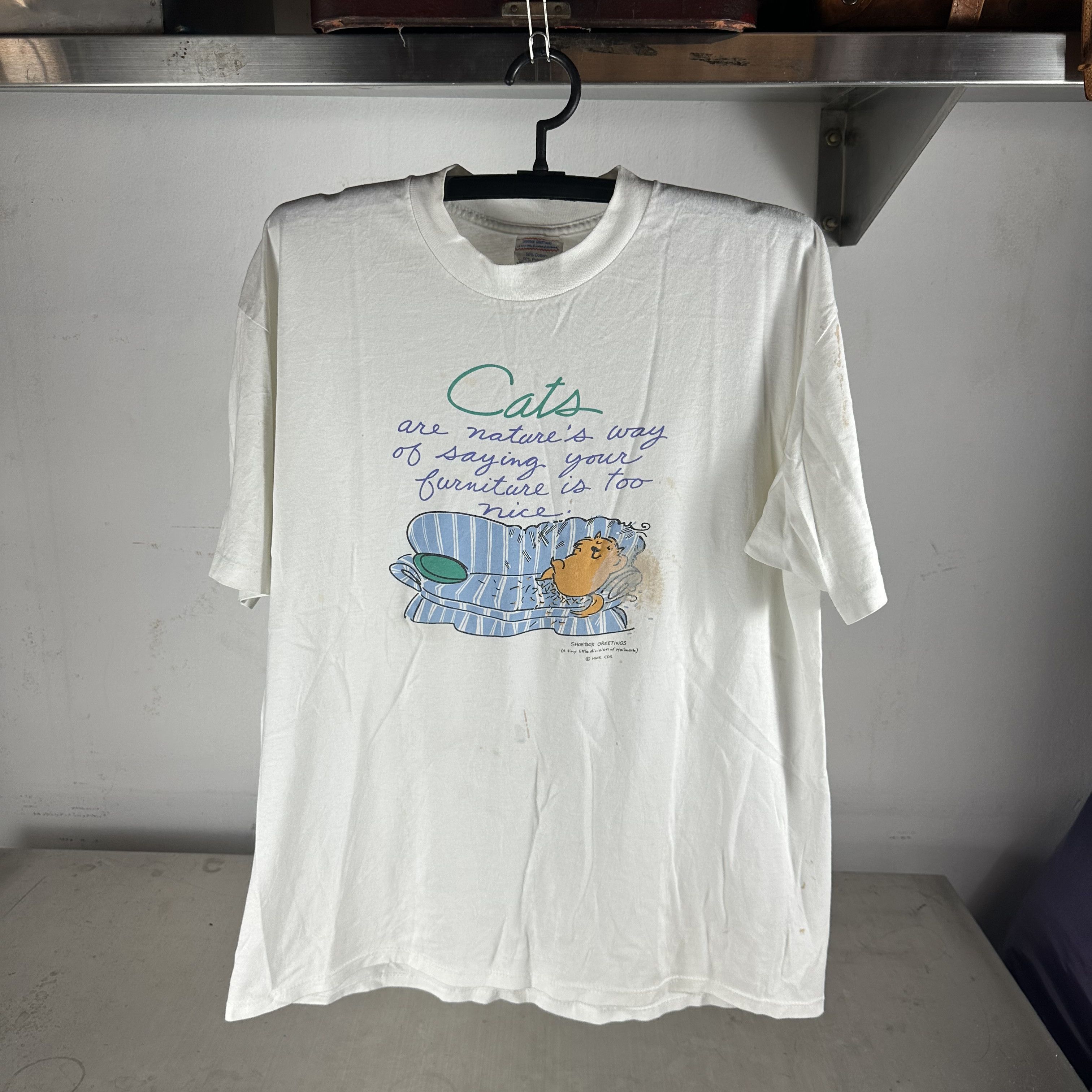 Vintage ​90s Cats Are Nature's Way Of Saying Your Furniture Art Tee Size US XL / EU 56 / 4 - 1 Thumbnail
