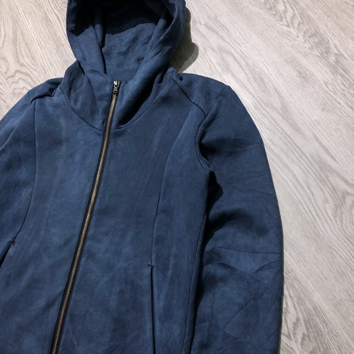 トップス 00s tornado mart hoodie jacket blouson 2000s Tornado Mart Japan Faux Suede Ziphoodie Jacket Navy