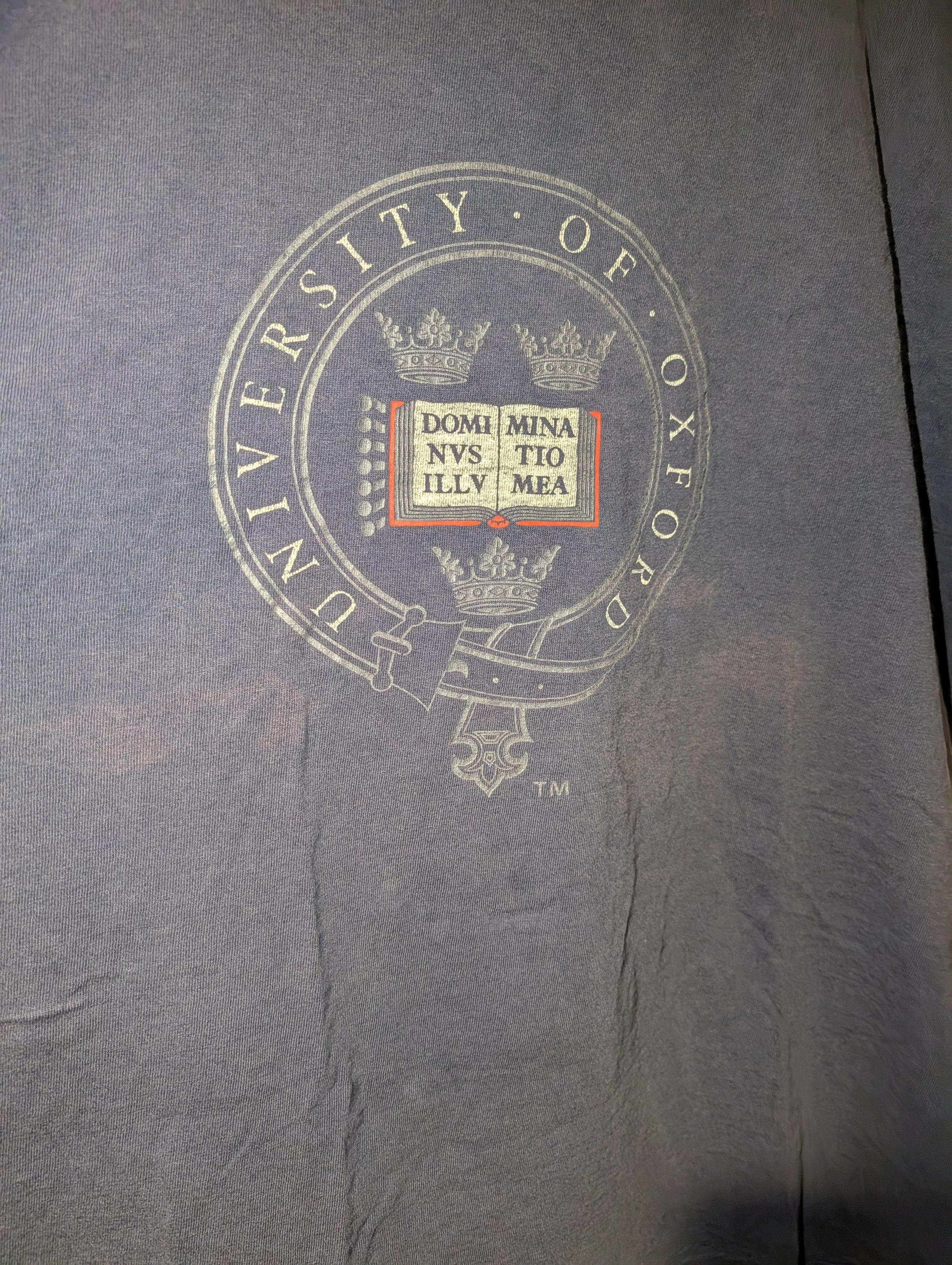 NCAA VTG University of Oxford T-Shirt Navy Blue Embroidered Crest Size US XL / EU 56 / 4 - 9 Thumbnail