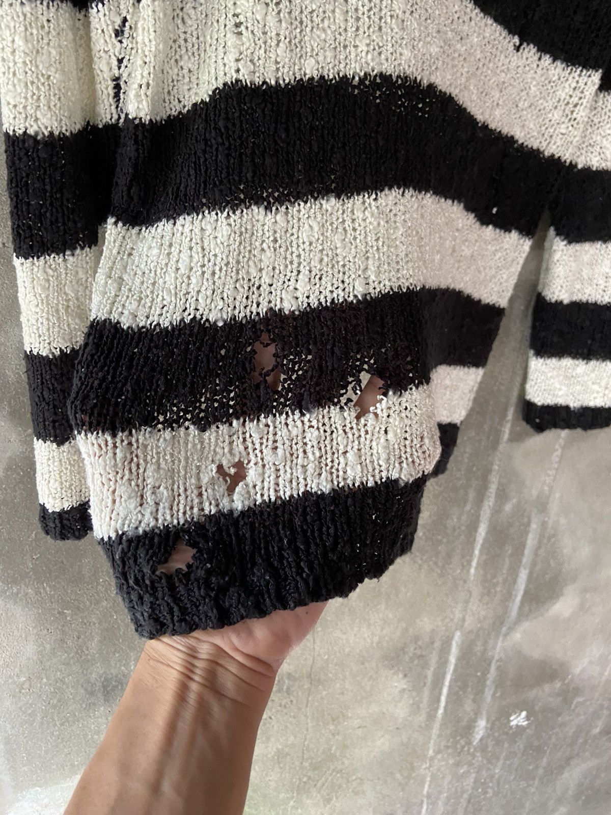 Isamu Katayama Backlash JAPANESE PUNK STRIPED DISTRESSED KNIT Size US S / EU 44-46 / 1 - 13 Thumbnail