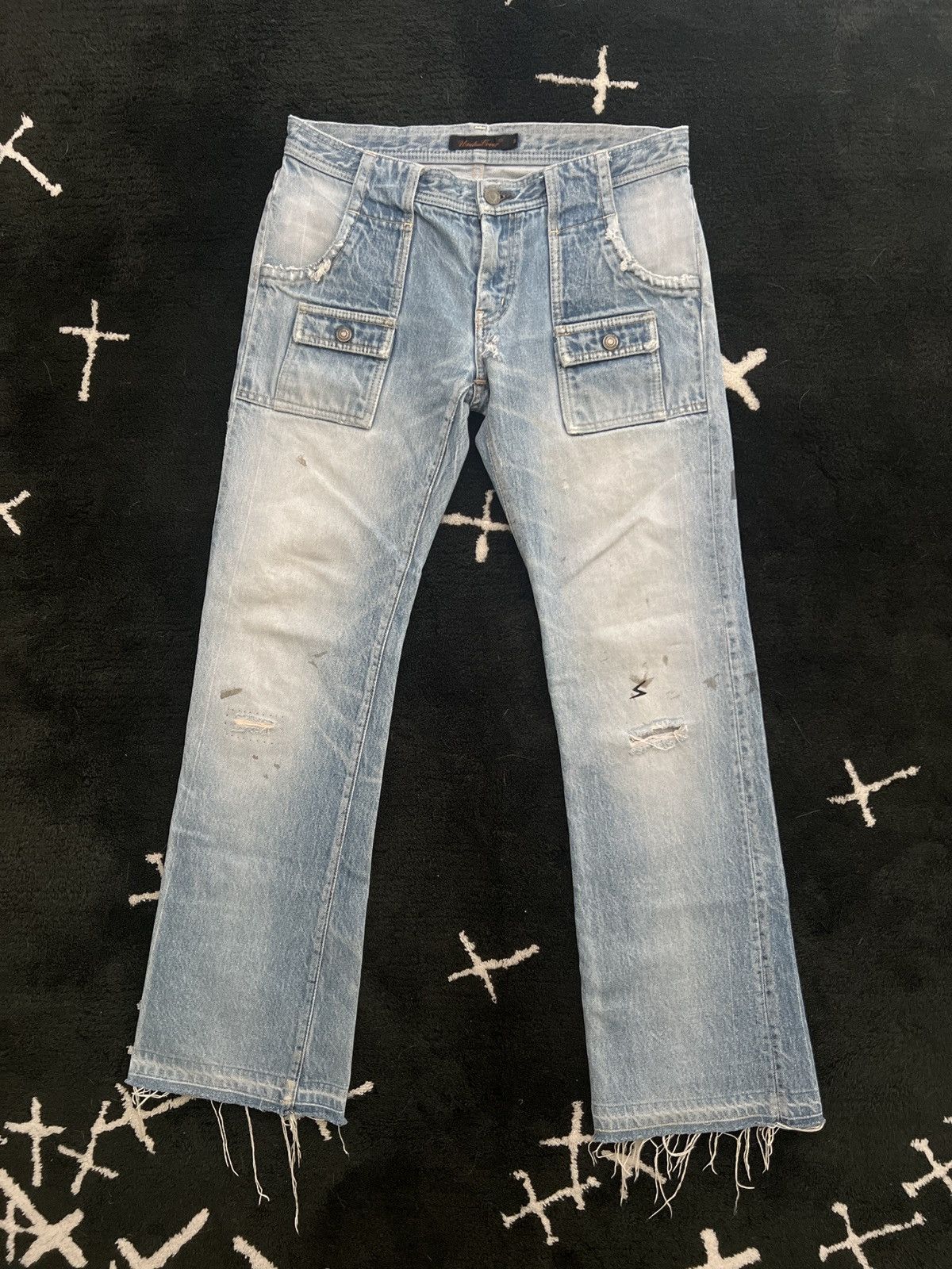 Undercover SS06 - Chuuut “T” Wahnfrieden Cargo Flare Denim Jeans Size US 30 / EU 46 - 2 Thumbnail