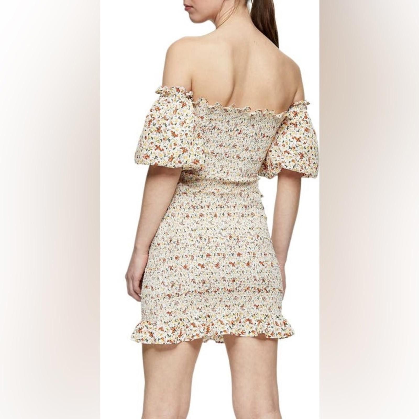 Topshop Topshop Floral Print Off Shoulder Smocked Mini Dress- Size 8 Size M / US 6-8 / IT 42-44 - 4 Thumbnail