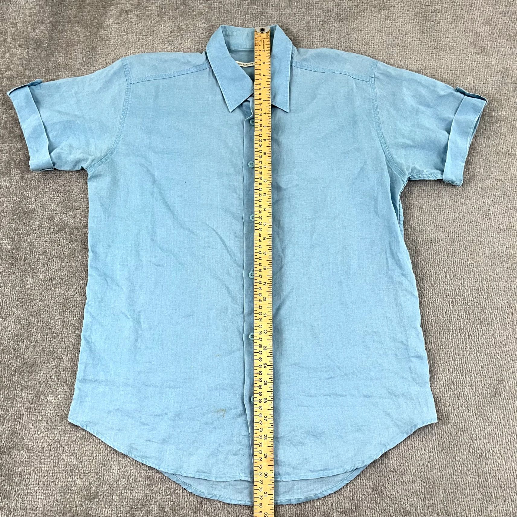 Vintage VINTAGE Boycott Men's Shirt Large Blue Linen Short Sleeve Button-Up Casual Summer Outdoor Size US L / EU 52-54 / 3 - 4 Thumbnail