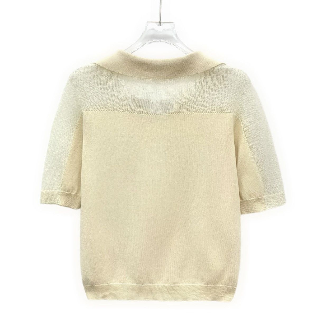 Maison Margiela Maison Margiela Beige Collared Short Sleeve Knit Top K26WX Size S / US 4 / IT 40 - 2 Thumbnail