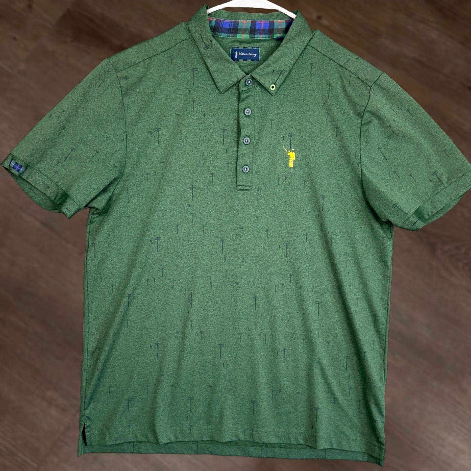 Vintage William Murray Polo Shirt Mens Large Green Golf Telephone Poles Print Logo Polo Shirt Mens Green Golf Polo Shirt Size US L / EU 52-54 / 3 - 1 Thumbnail