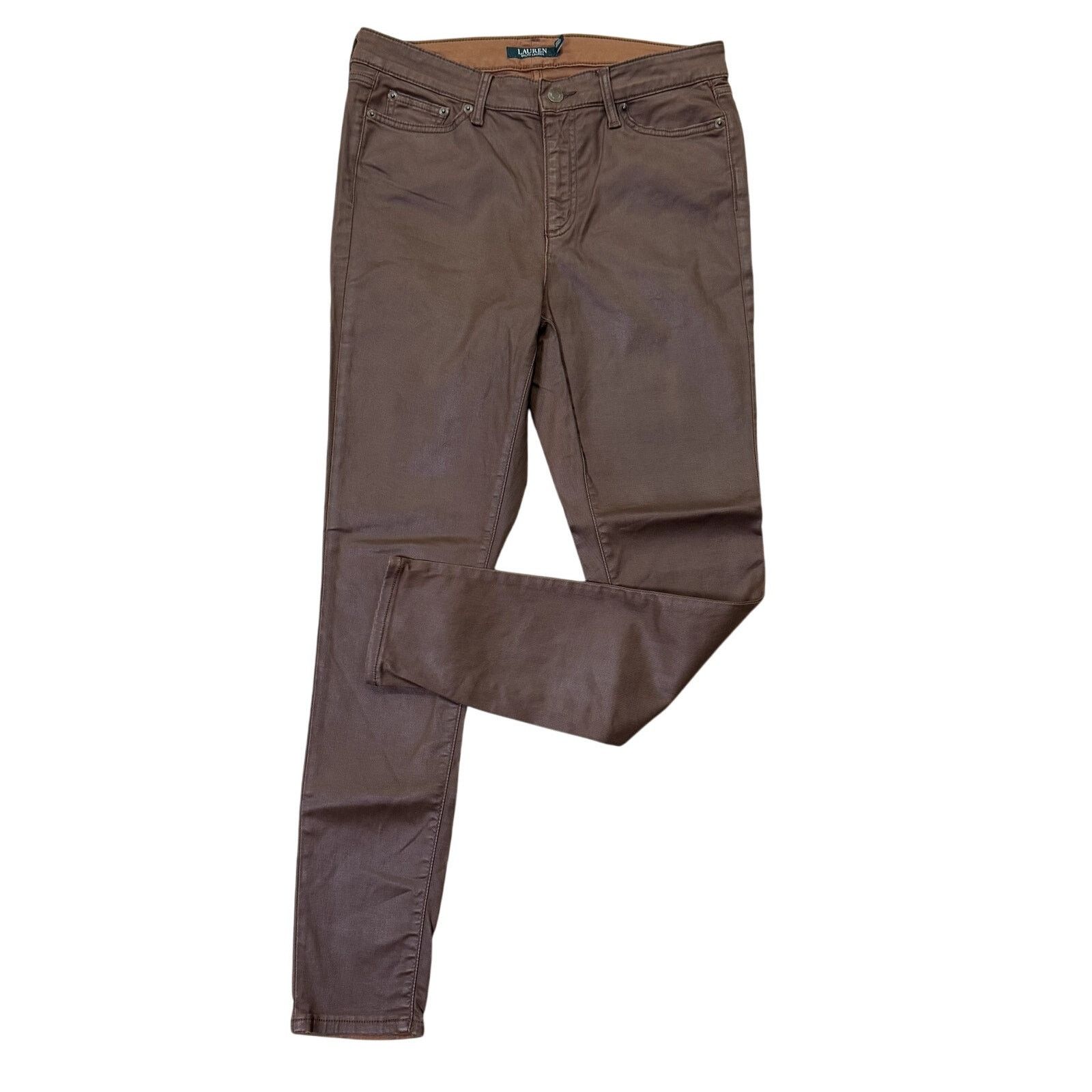 Ralph Lauren RALPH LAUREN Premier Skinny Ankle Waxed Denim Size 10 Brown Size 32" / US 10 / IT 46 - 1 Thumbnail