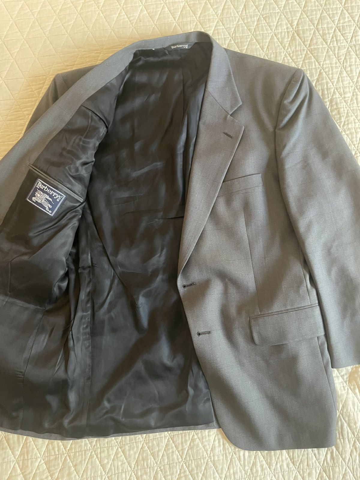 Burberry × Vintage Windowpane Check Wool Suit Size 42R - 9 Thumbnail