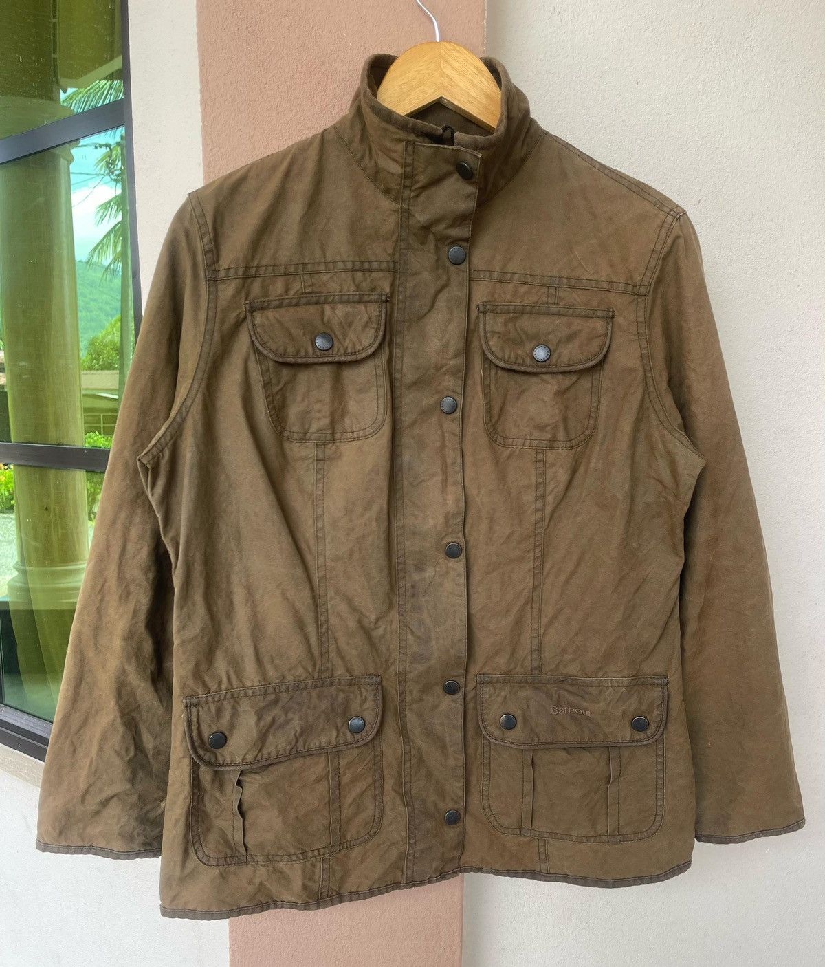 Barbour × Vintage Vintage Barbour Utility Waxed Jacket Size L / US 10 / IT 46 - 2 Thumbnail