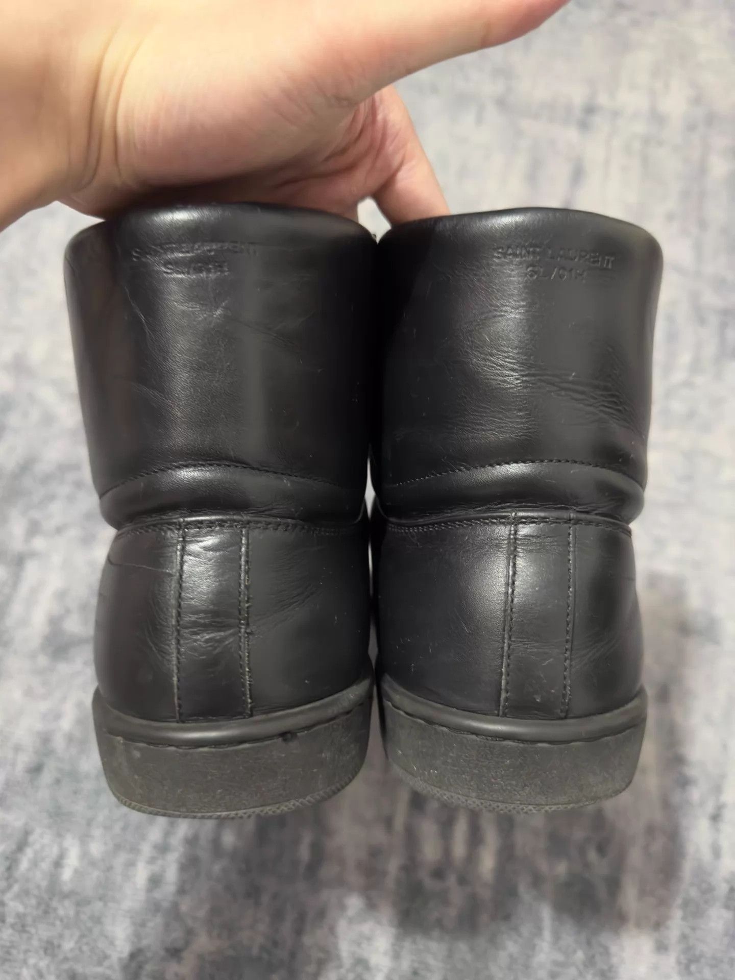 Saint Laurent Paris SLP 13ss Blackout Oil Leather High Top Rivet Skate Size US 6.5 / EU 39-40 - 5 Thumbnail