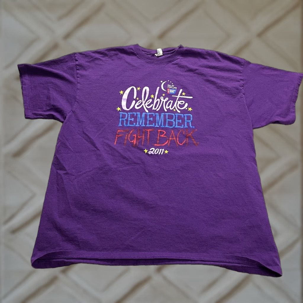 Delta VINTAGE Delta Magnum Weight T-Shirt Mens 2XL Purple Cotton Crew Neck Graphic Print 90s Outdoor Mens Size US XXL / EU 58 / 5 - 1 Thumbnail