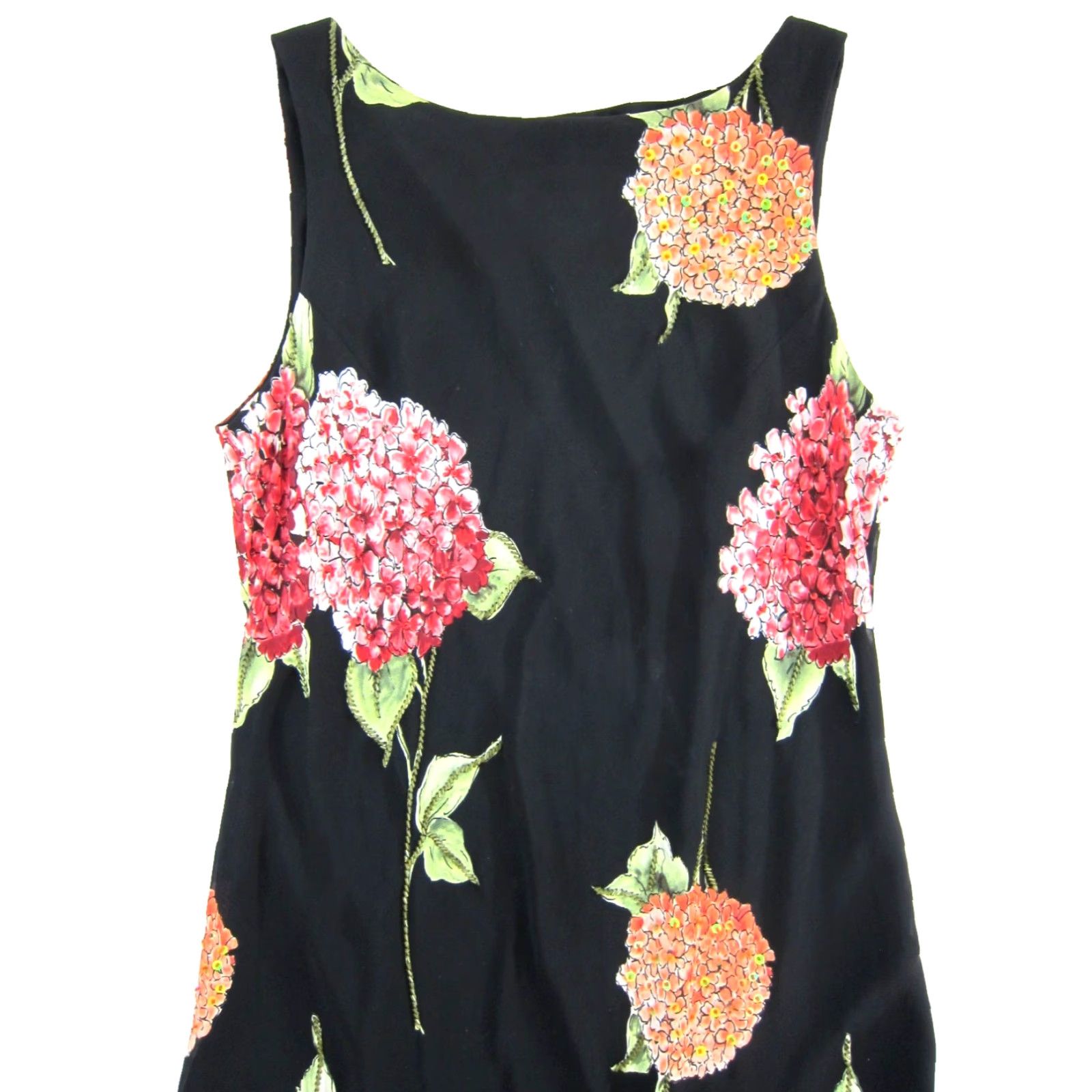 Vintage VINTAGE Studio I Black Pink Green Floral Beaded Long Maxi Tank Dress 16 Size XXL / US 16-18 / IT 52-54 - 4 Thumbnail