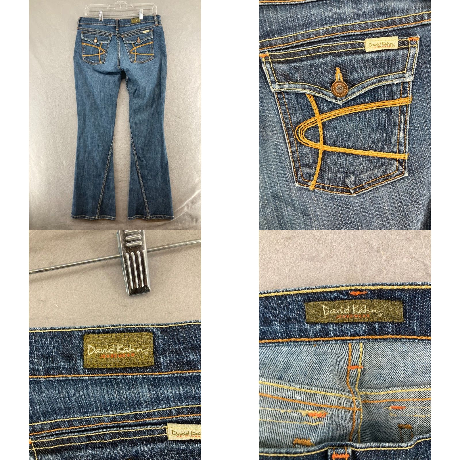 Vintage David Kahn Women's Jeans 29 Regular Flare Dark Blue 5-Pocket USA Made Size 29" - 8 Thumbnail