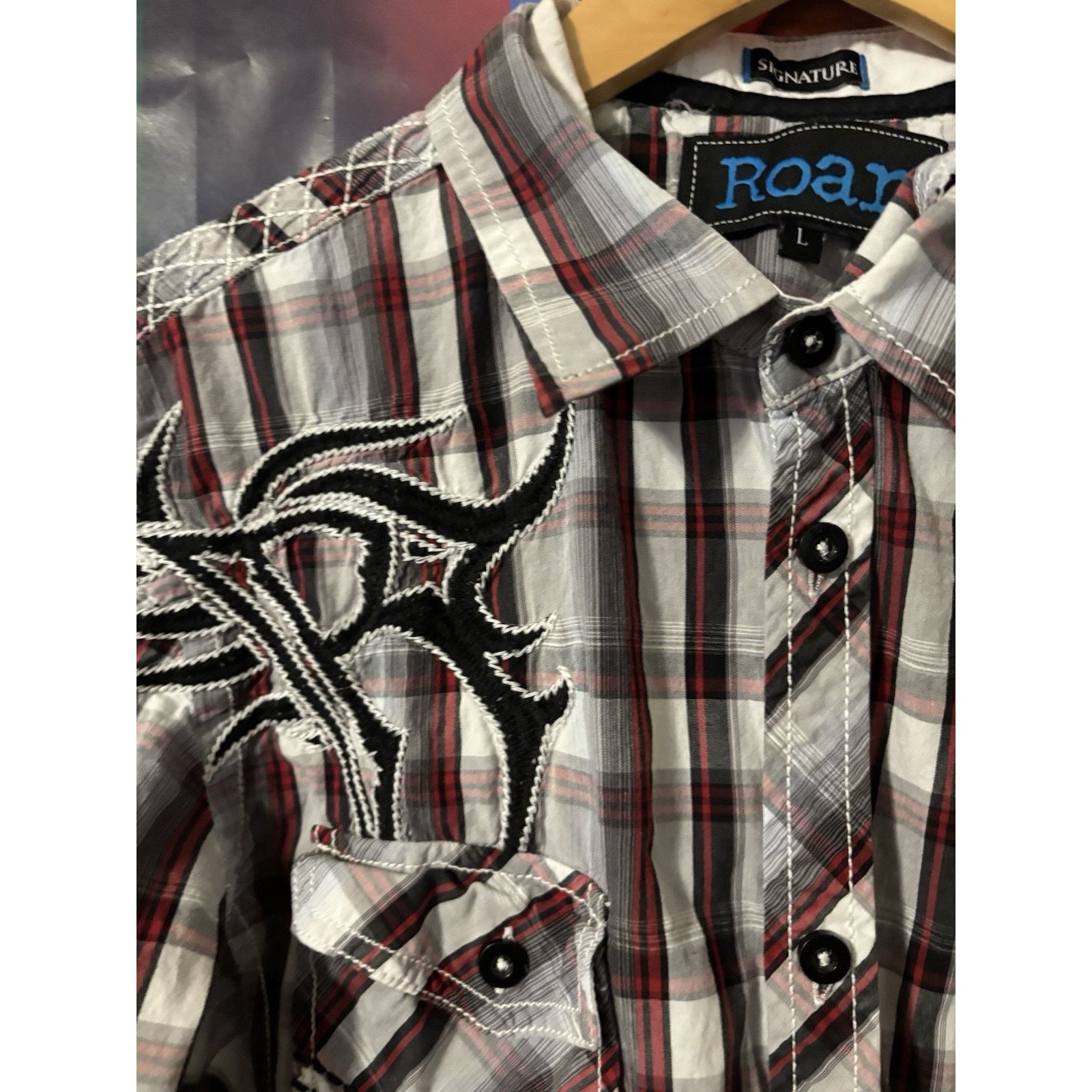 Vintage Roar Signature L Red Black Plaid Discord Western Cowboy Size US L / EU 52-54 / 3 - 5 Thumbnail