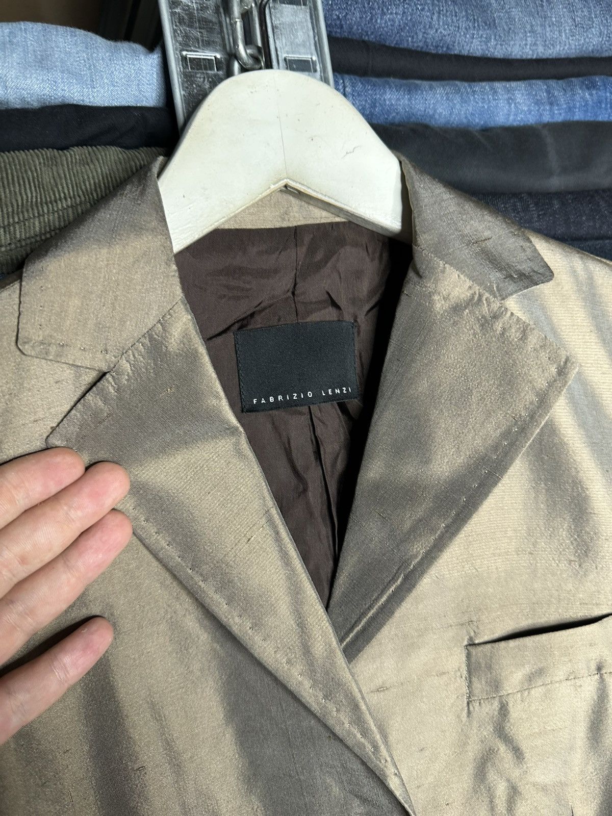 Other Fabrizio Lenzi 100% Silk Blazer Jacket Beige Luxury Size S / US 4 / IT 40 - 3 Thumbnail
