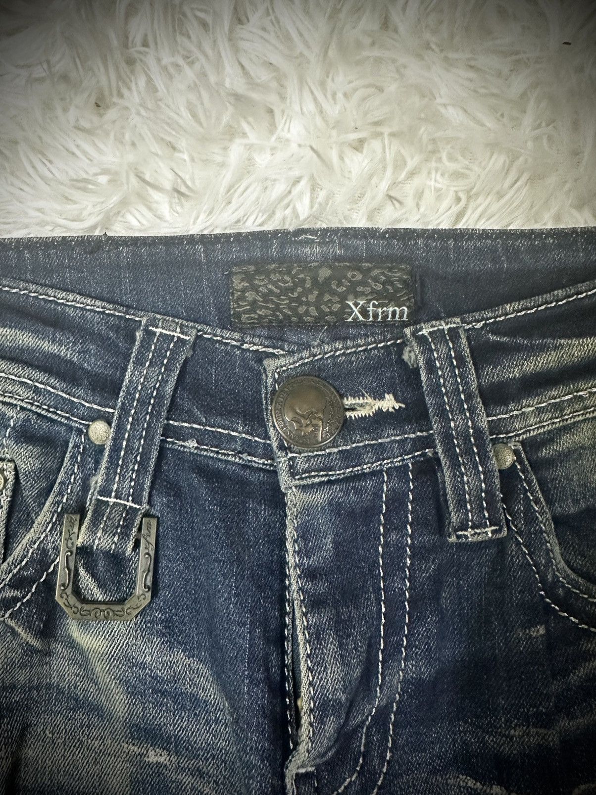 Japanese Brand Rare 2000s XFRM Distressed Washed Denim Jeans Size US 29 - 4 Thumbnail