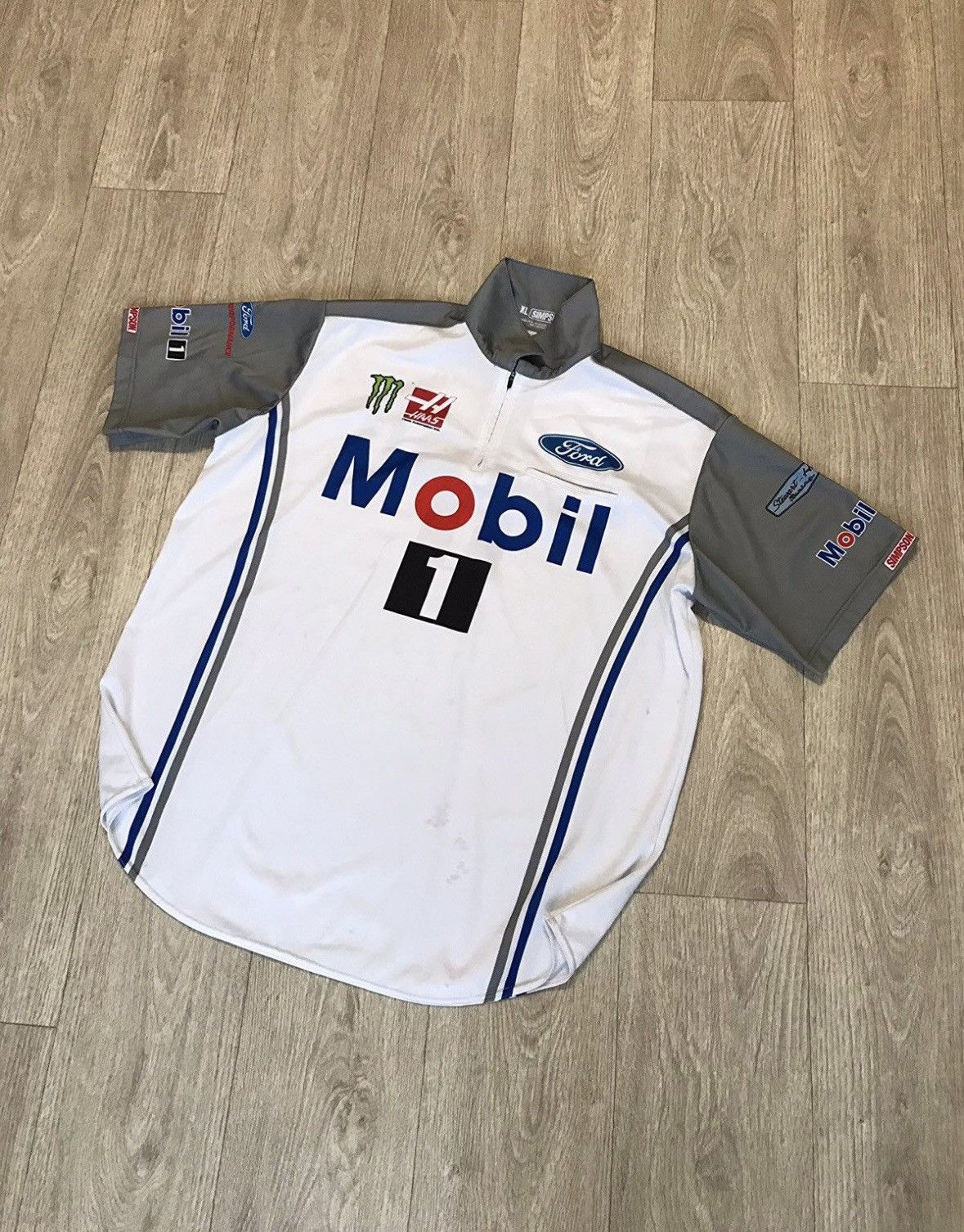 Pre-owned Ford X Racing Vintage Stewart-haas Racing Mobil1 Ford Jersey Nascar In White