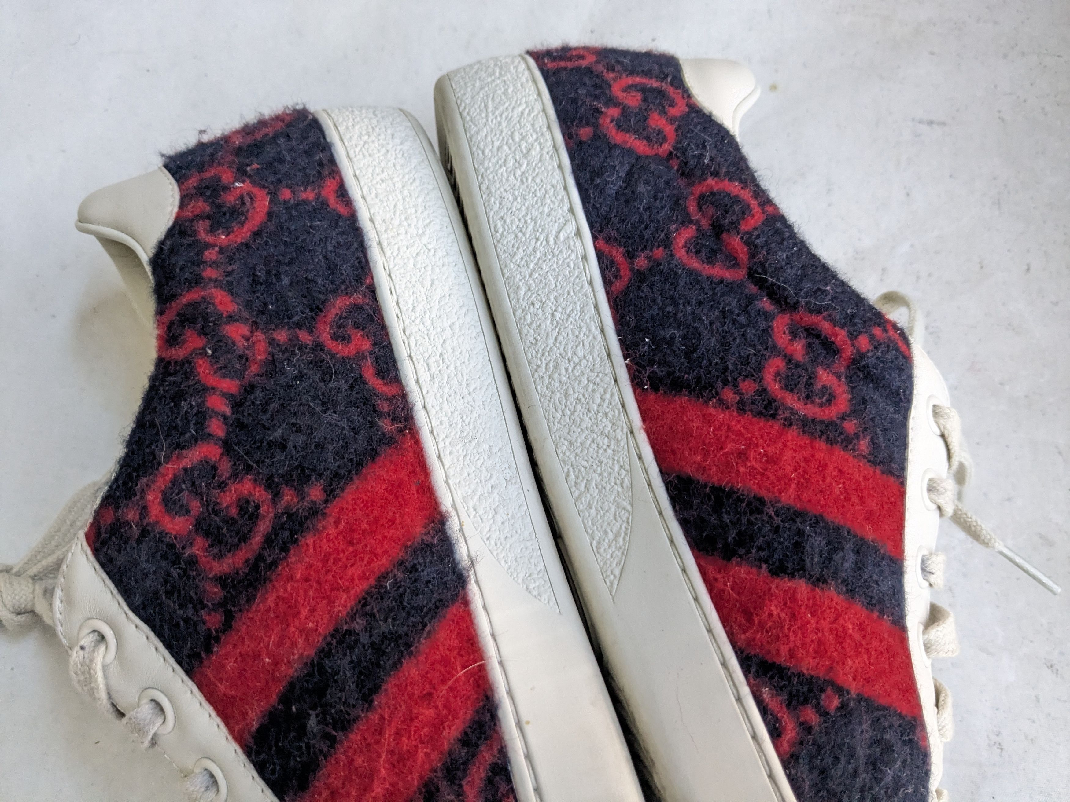 Gucci Gucci Ace Sneakers Monogram GG Logo 10 Red Navy Blue Size US 10 / EU 43 - 10 Thumbnail