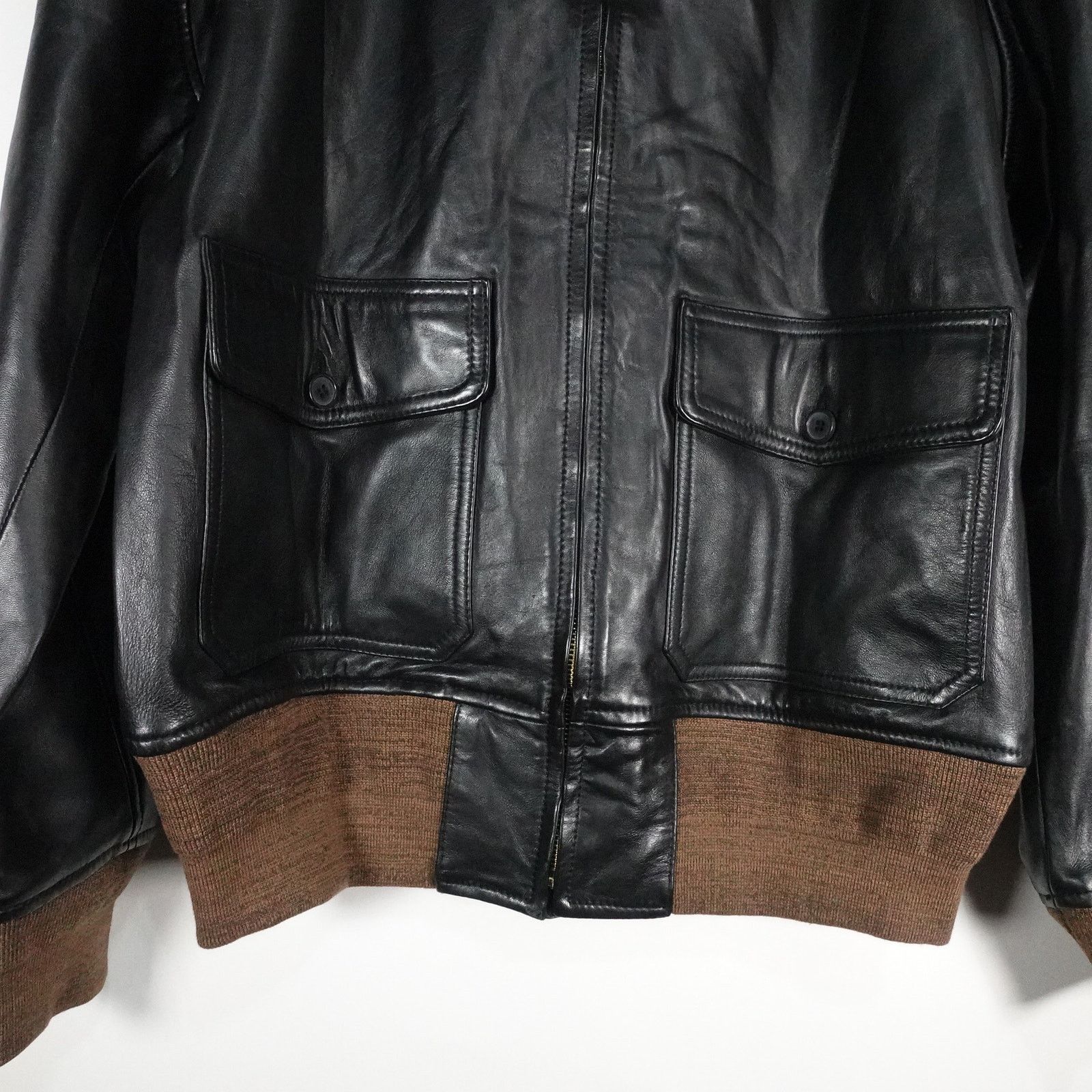 Quince Quince Large True Black Shearling Collar Leather Jacket Size US L / EU 52-54 / 3 - 7 Thumbnail