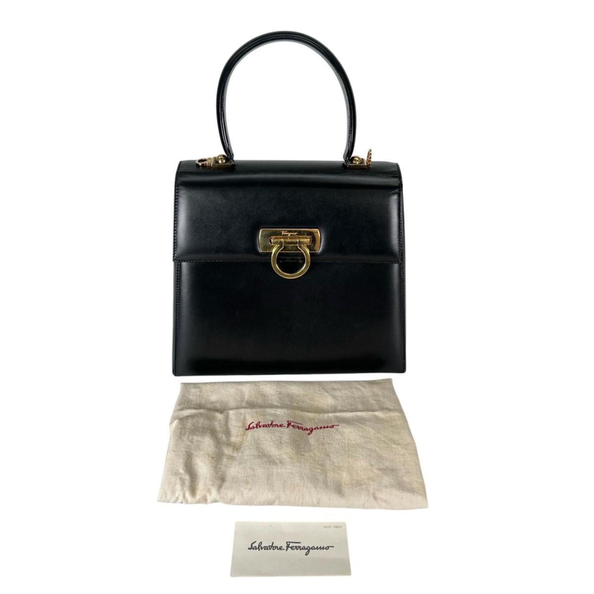 Salvatore Ferragamo Salvatore Ferragamo Compact Gancini Leather Handbag E210536 Black Size ONE SIZE - 1 Thumbnail