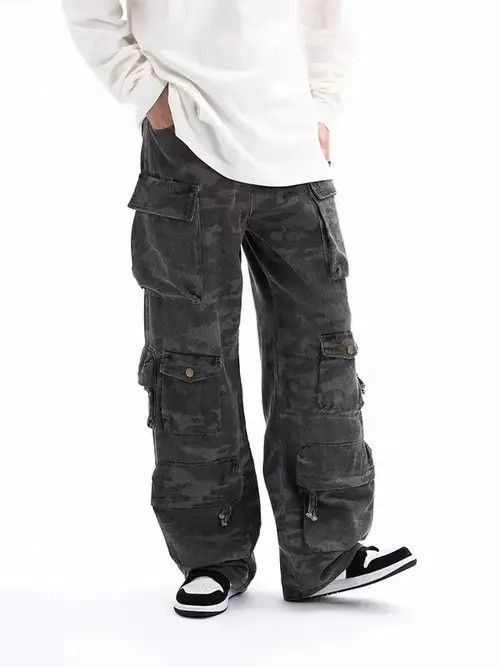 Japanese Brand × Jean × Vintage Retro multi-pocket workwear distressed camouflage jeans Size US 32 / EU 48 - 4 Thumbnail