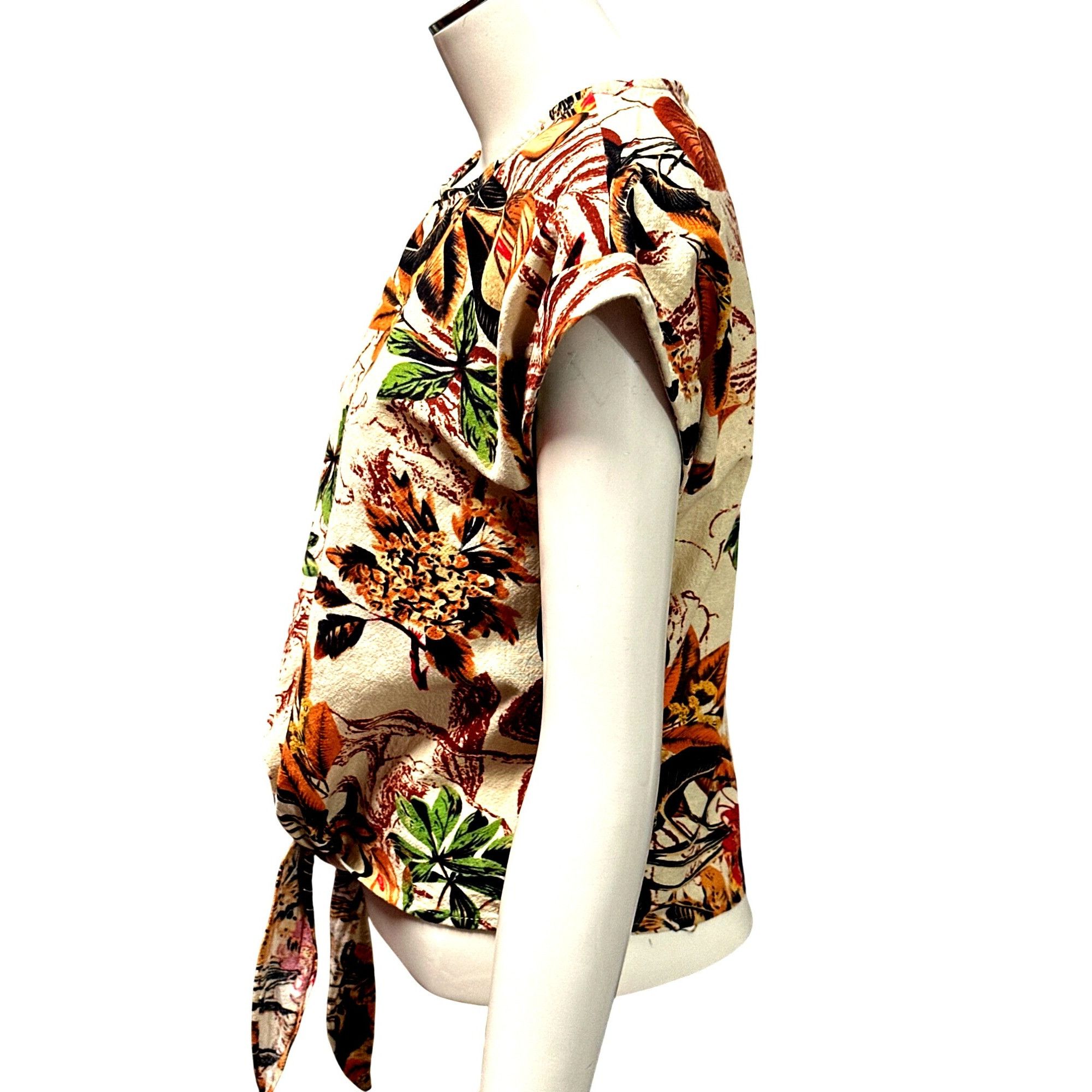 Other CCC Vintage Inspired Cotton Floral Tie Front Crop Top Leafy Size S / US 4 / IT 40 - 2 Thumbnail