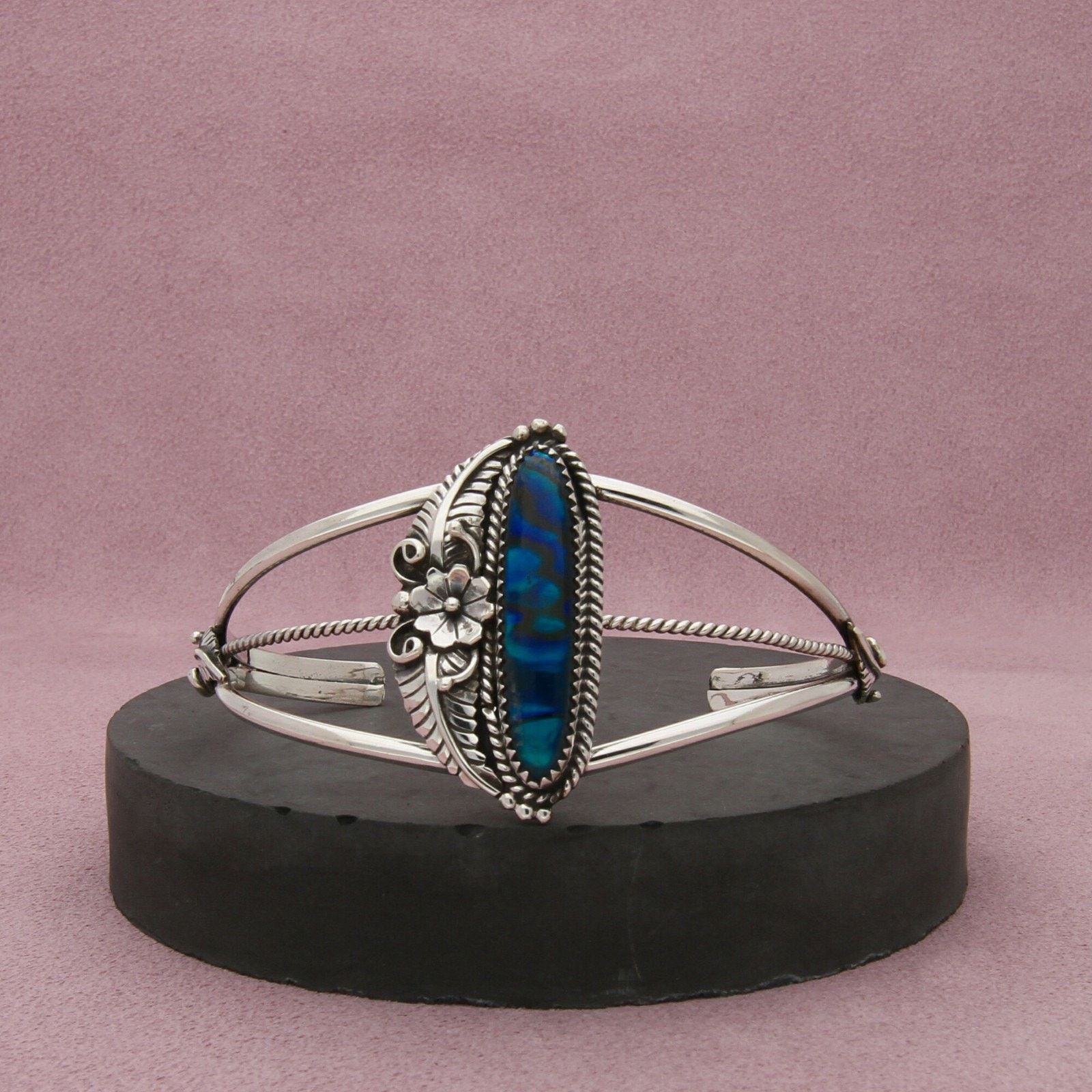 Native navajo sterling silver abalone feather cuff bracelet 7.25in Size ONE SIZE - 1 Thumbnail