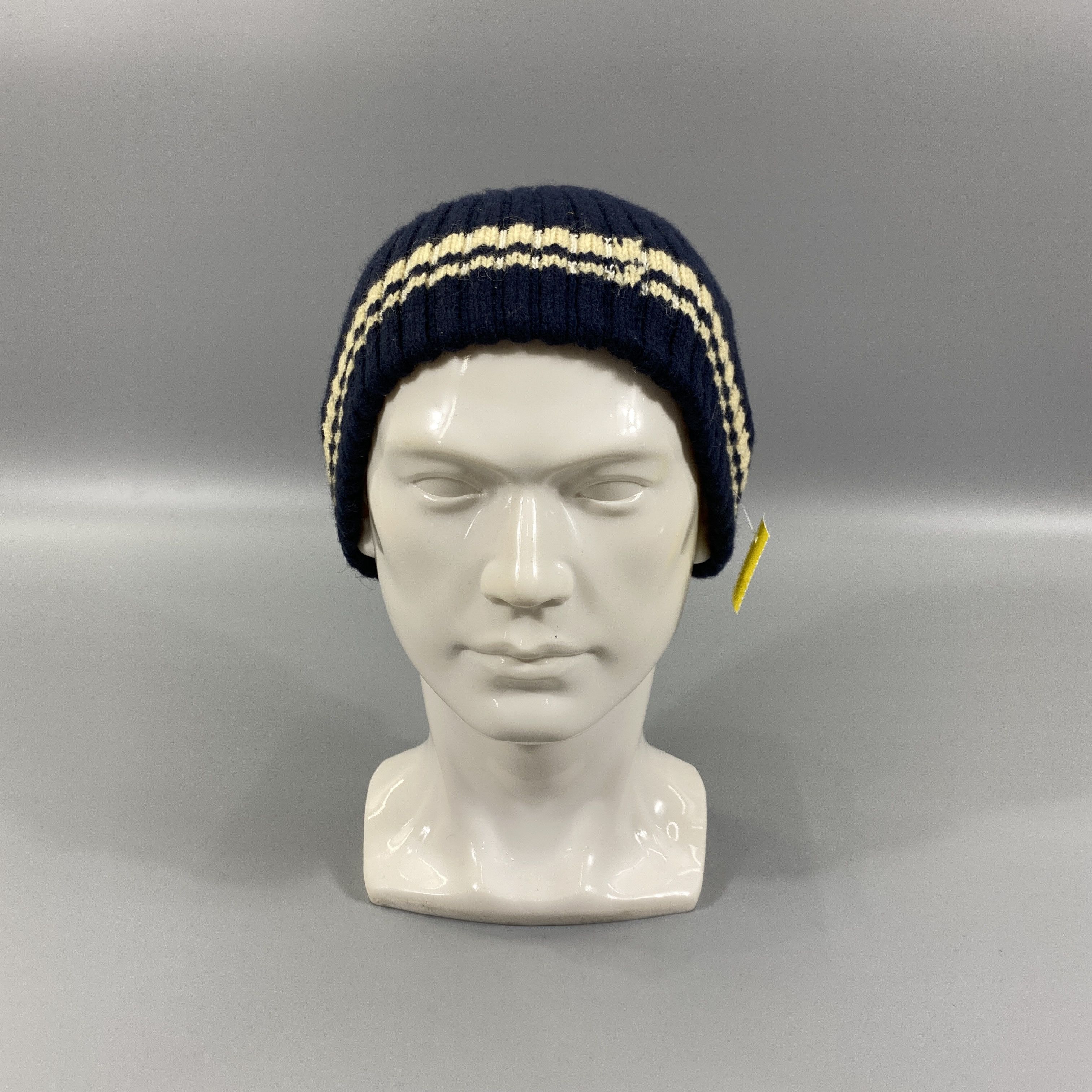 Japanese Brand GB White Lined Beanie Hats -BN969 Size ONE SIZE - 2 Thumbnail