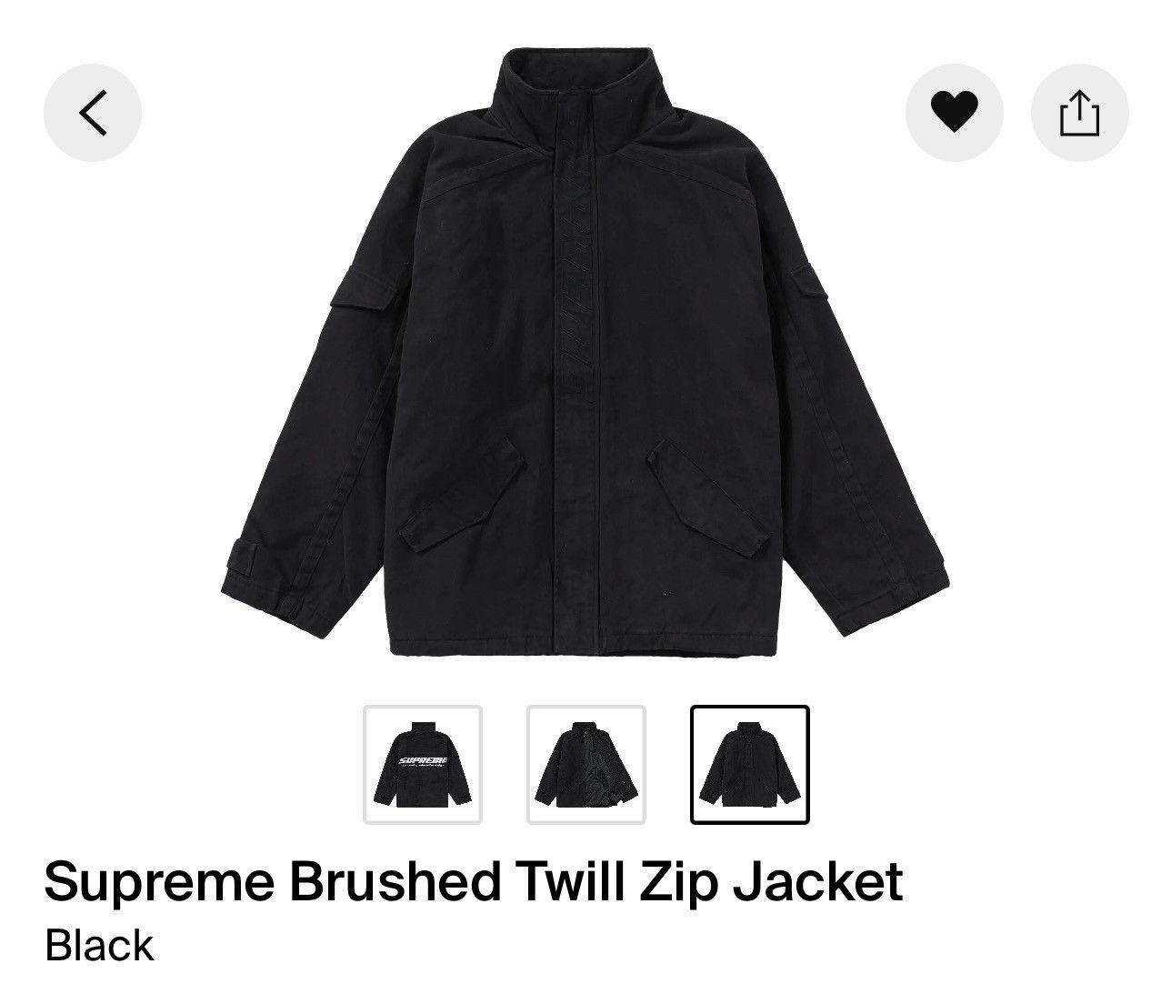 Supreme SUPREME BLACK TWILL JACKET Size US M / EU 48-50 / 2 - 3 Thumbnail