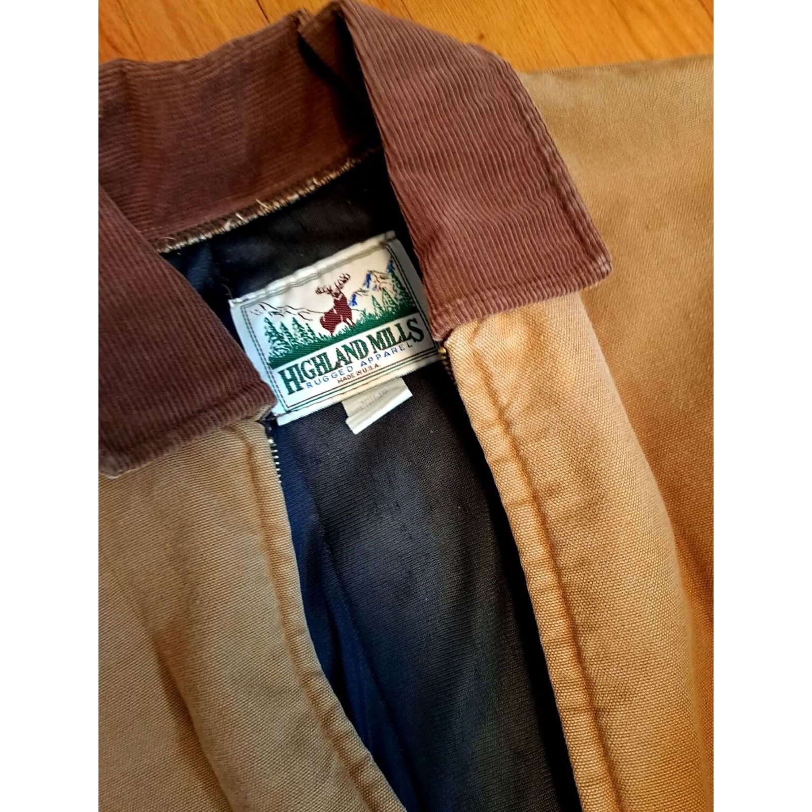Vintage Vintage Canvas Field Jacket Corduroy Collar Full Zip XL Highland Mills USA - Solid Brown Size US XL / EU 56 / 4 - 4 Thumbnail