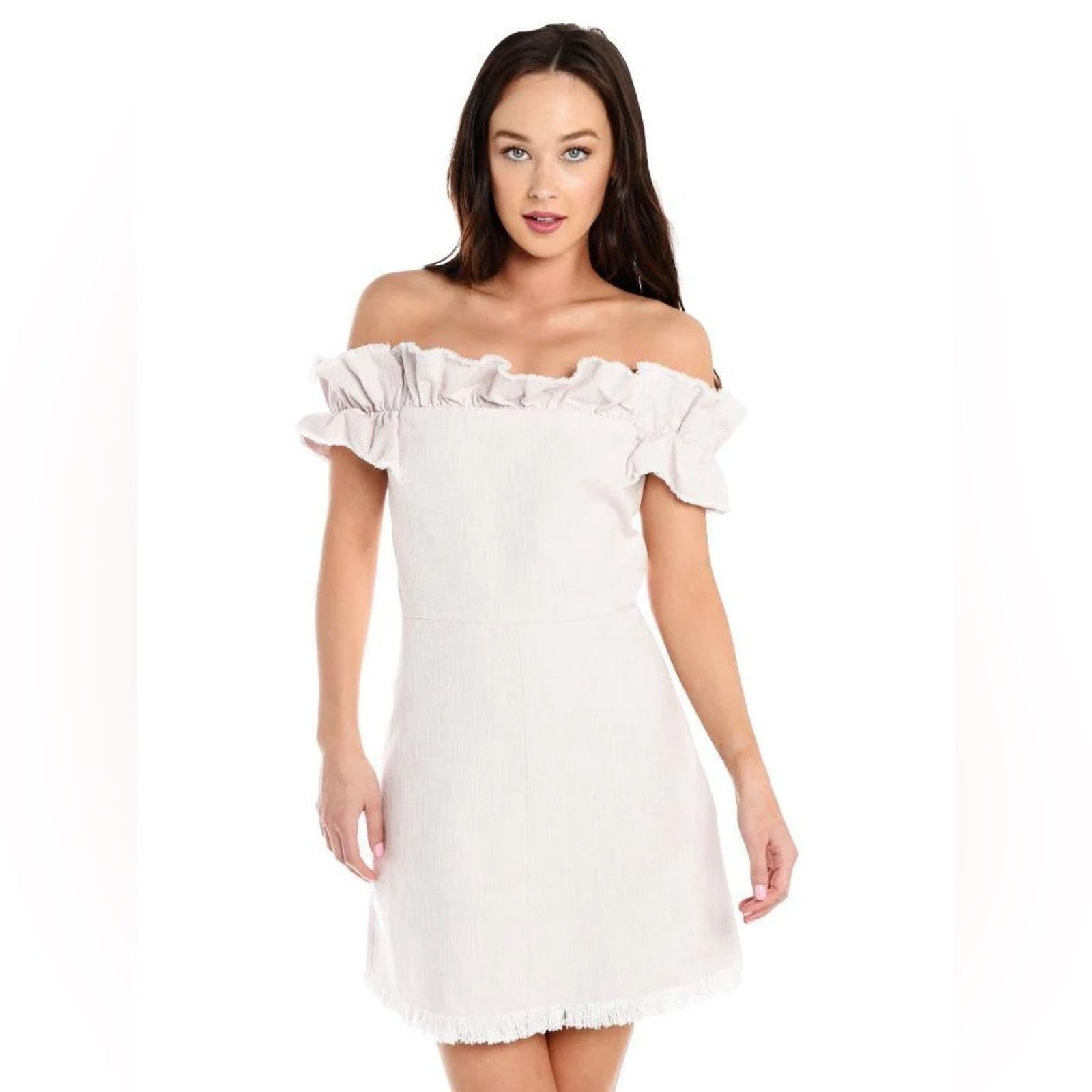 Rebecca Taylor Rebecca Taylor Off-the-Shoulder White Ruffle Dress – Size 4 Size S / US 4 / IT 40 - 1 Thumbnail