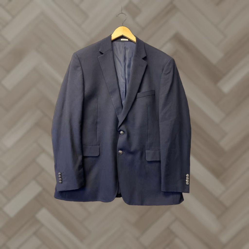 Joseph Abboud VINTAGE None Mens Sport Coat Blazer Suit Jacket 44 R Blue Wool 2-Button Notch Lapel Solid Business Formal Wedding Summer Mens Size 44R - 1 Thumbnail