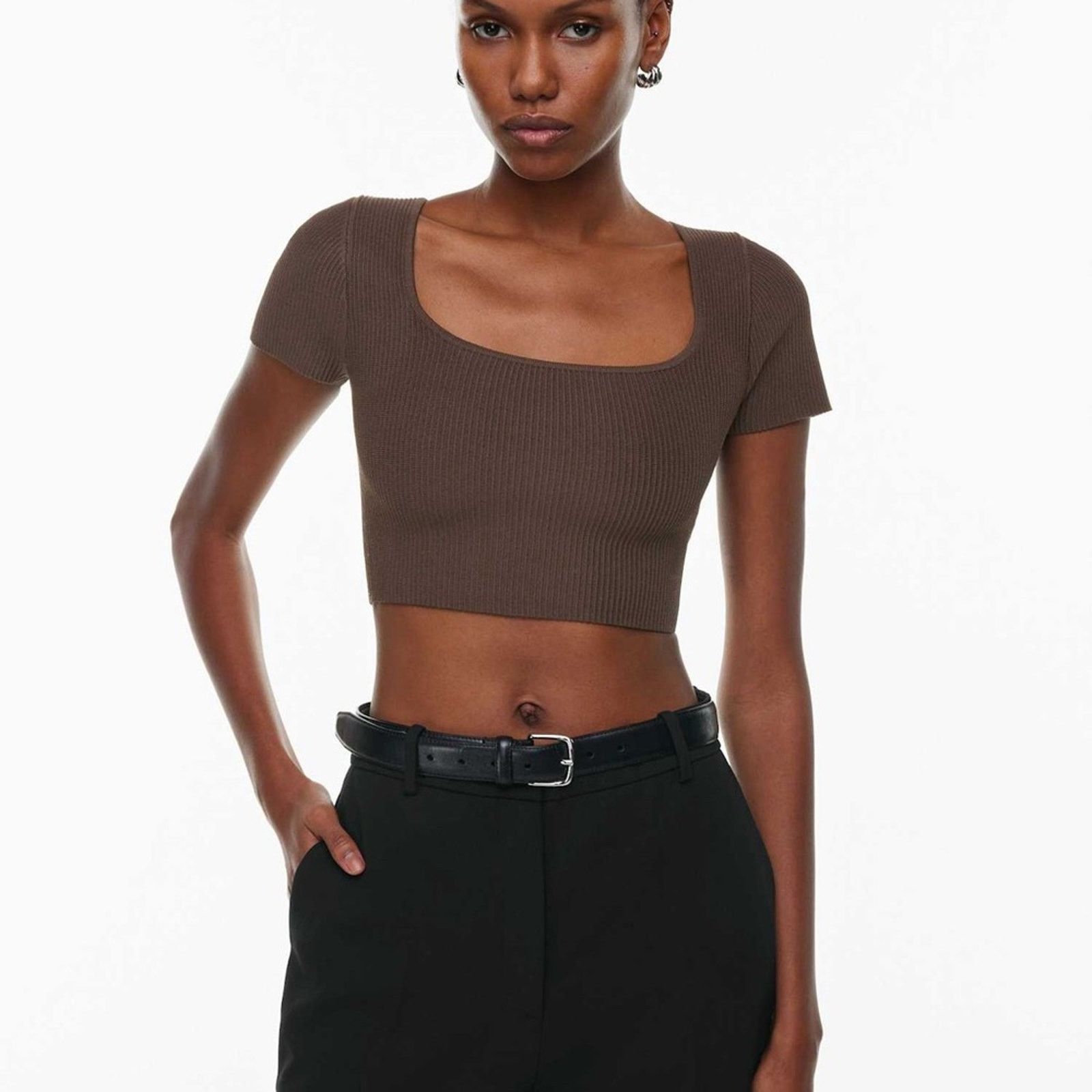 Aritzia Babaton by Aritzia Sculpt Knit Squareneck Crop Womens Large Size L / US 10 / IT 46 - 1 Thumbnail